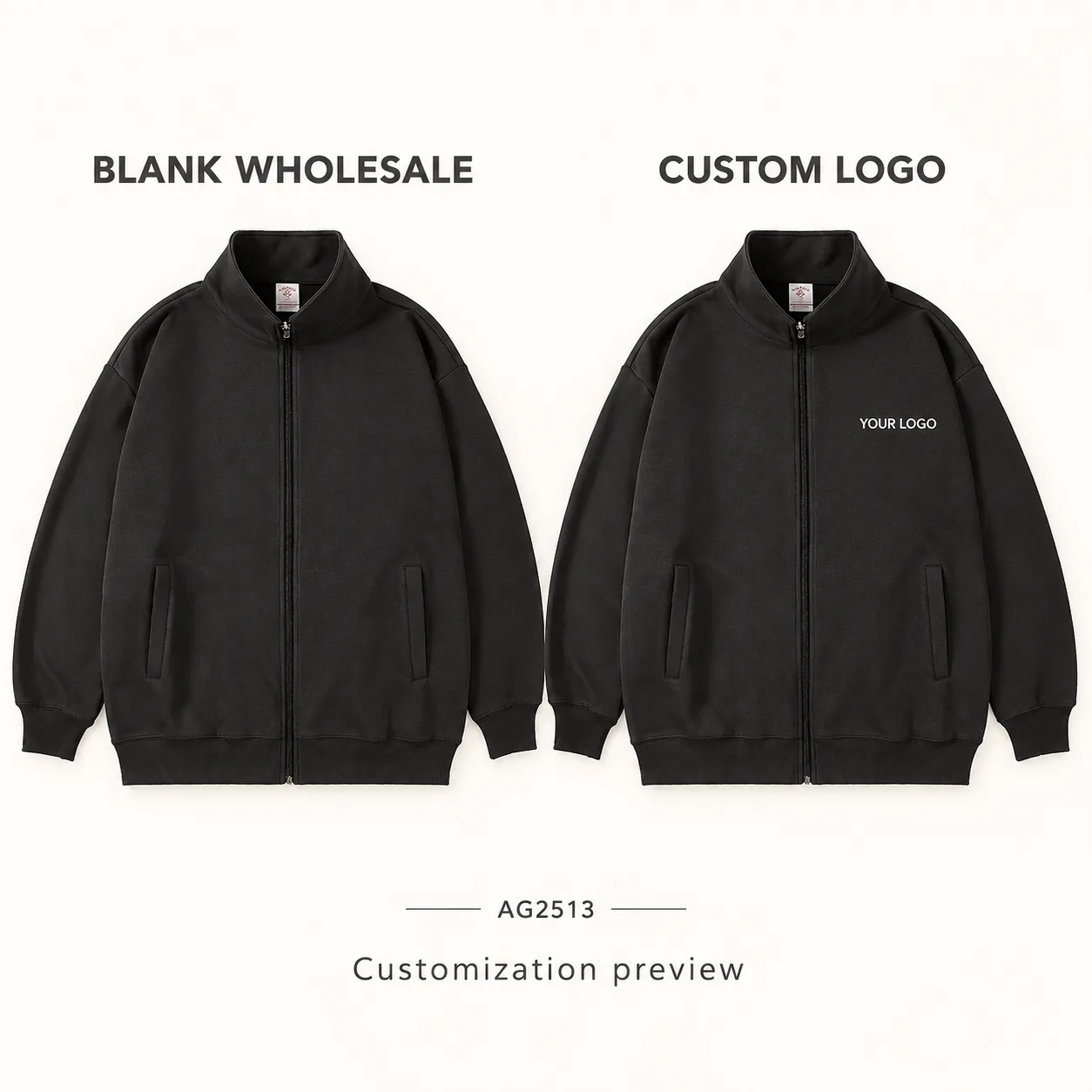 Milk-Silk Stand-Collar Full-Zip Sweatshirt · Logo preview