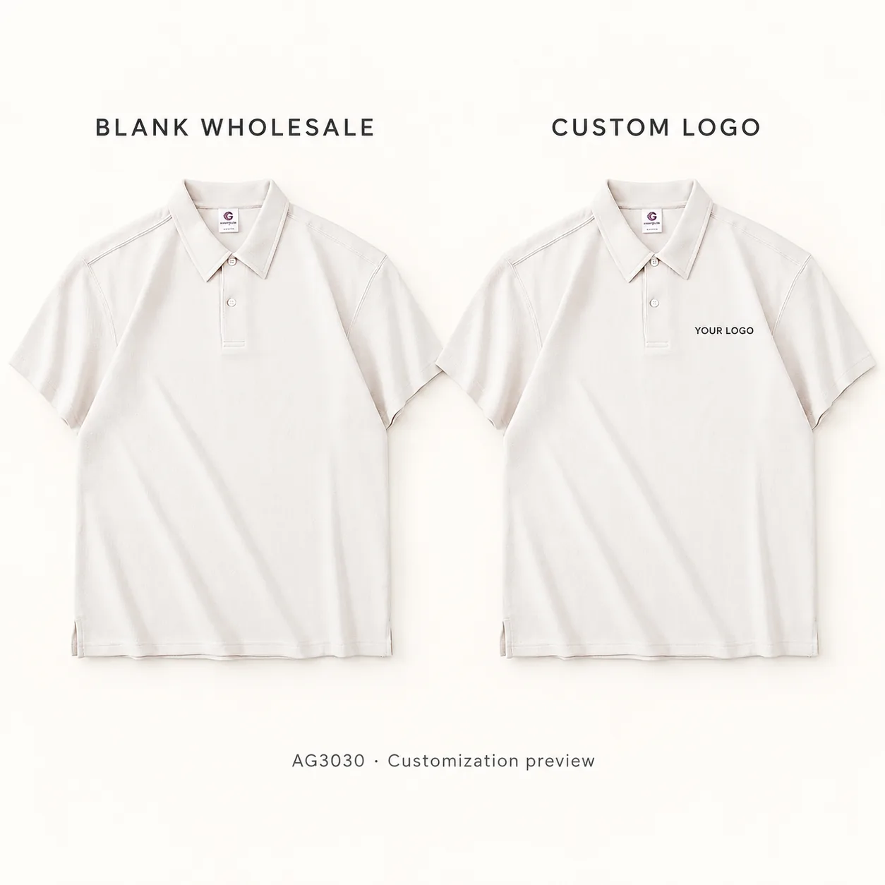 Heavyweight 300 g/m² Piqué CVC Polo · Logo preview