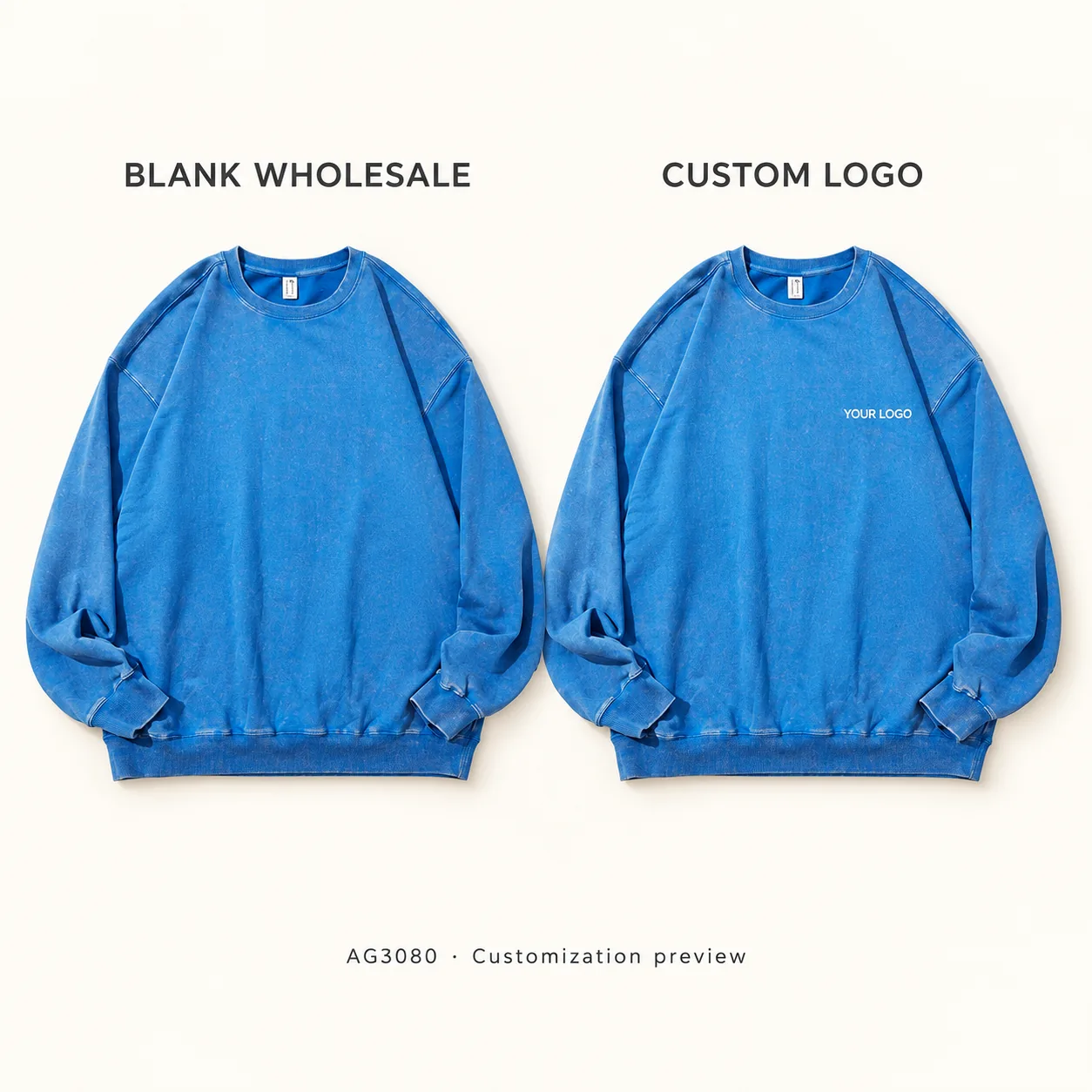 450 g/m² Cotton Vintage Snow-Wash Crewneck · Logo preview