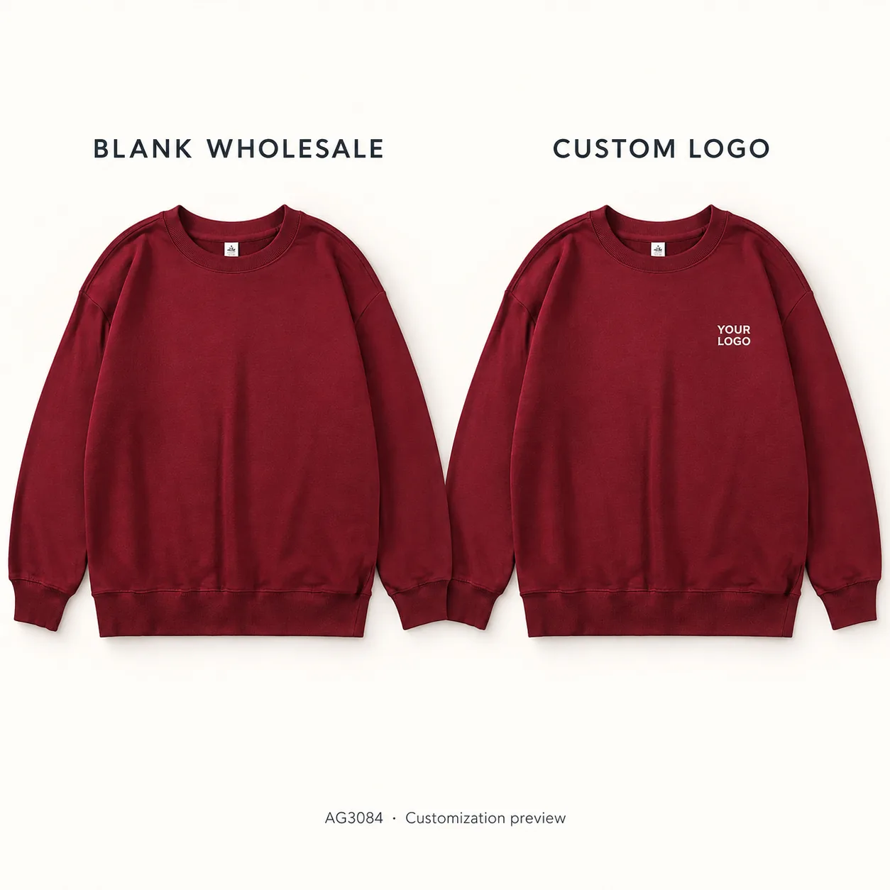 100% Cotton Terry-Loop Crewneck · Logo preview