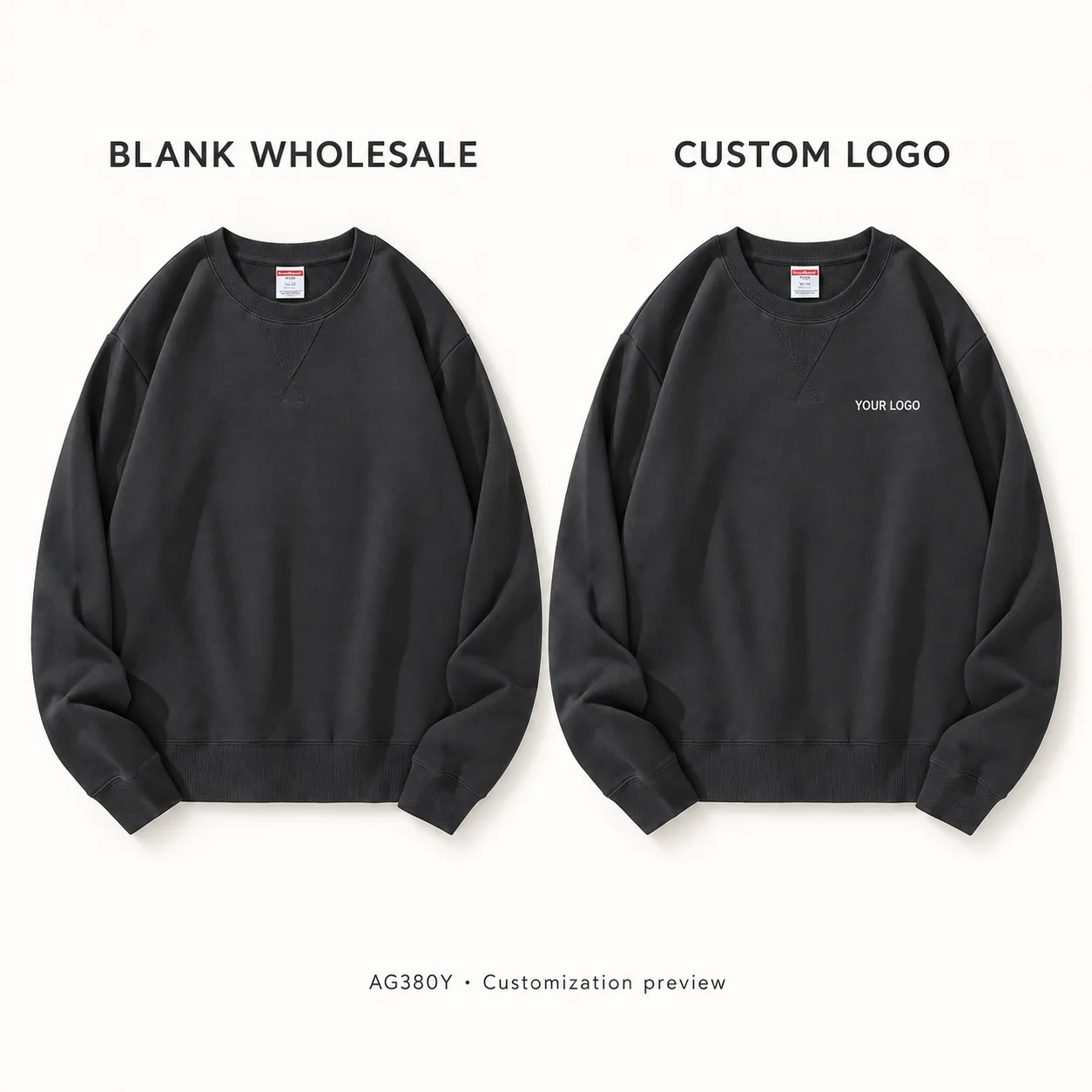 380 g/m² Compact-Spun Cotton Terry Crewneck · Logo preview