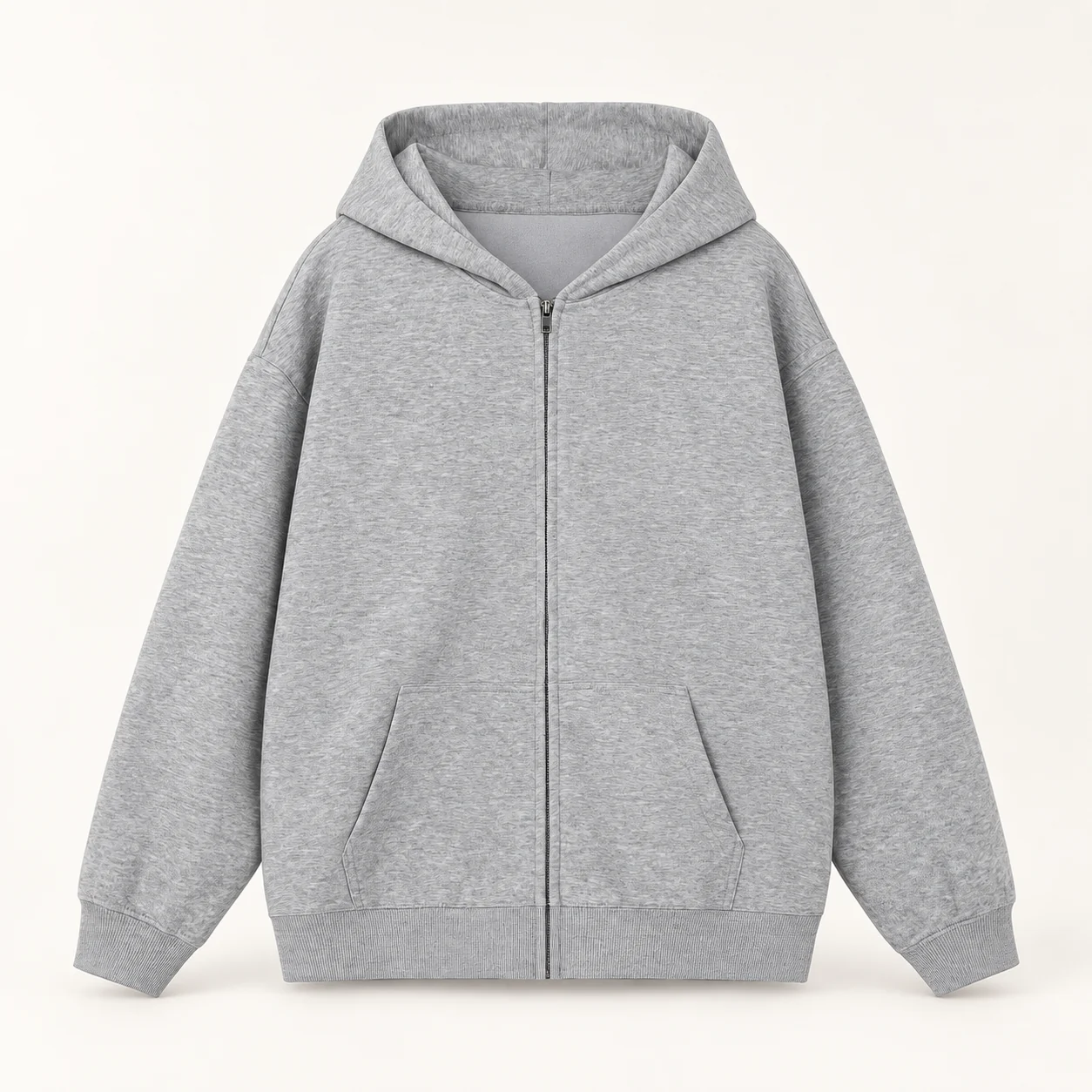 Milk-Silk Composite Zip-Hood Sweatshirt — 003 Heather gray — Style view