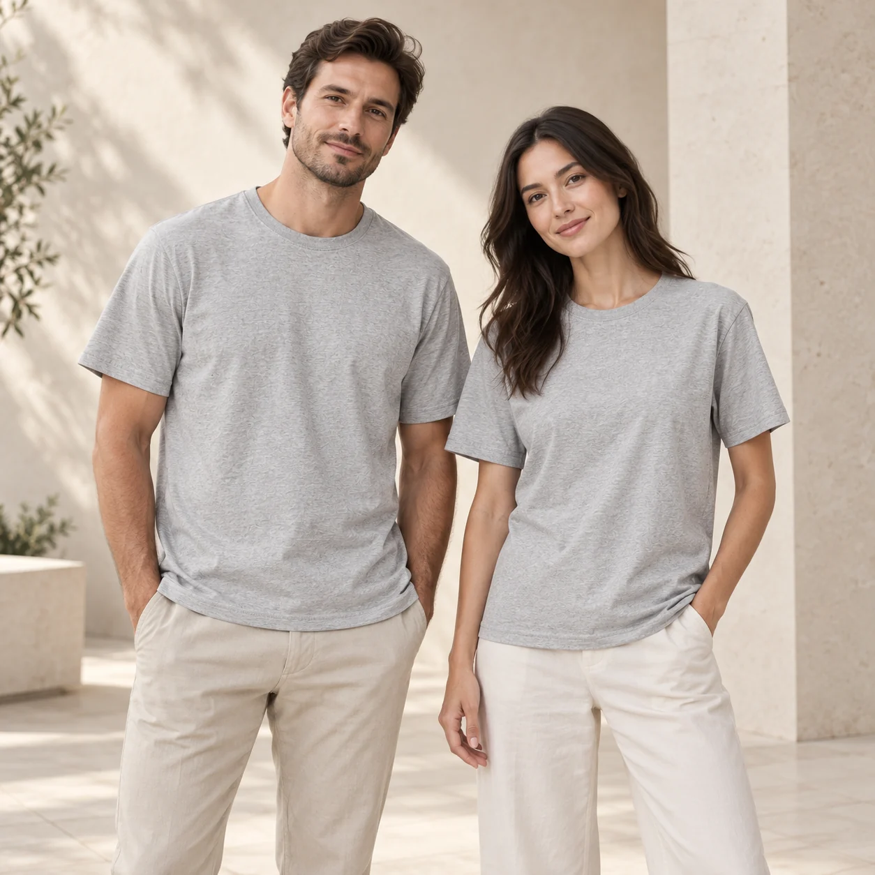 Compact Siro-Spun 100% Cotton Tee · Men & women uniform scene