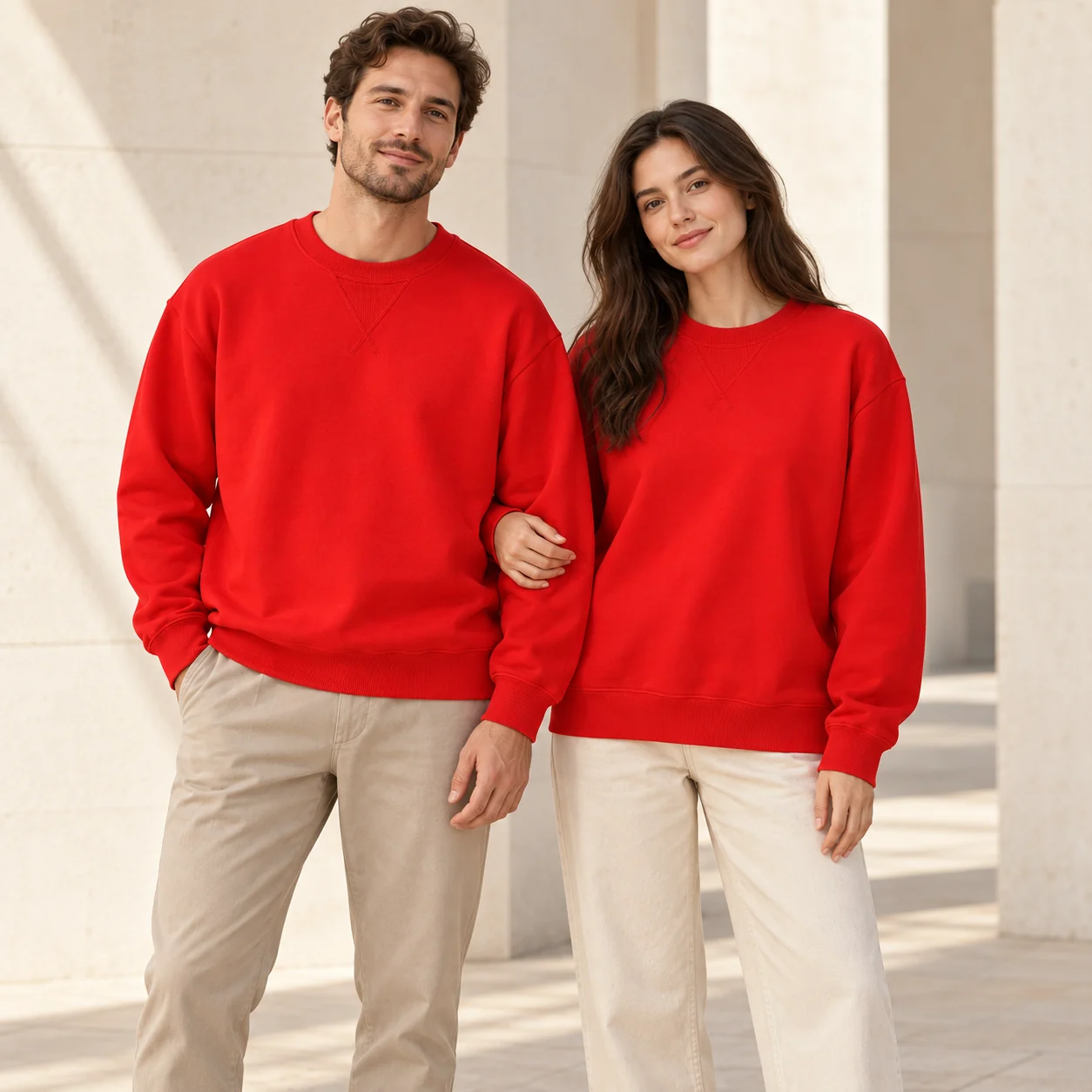 380 g/m² Compact-Spun Cotton Terry Crewneck · Men & women uniform scene