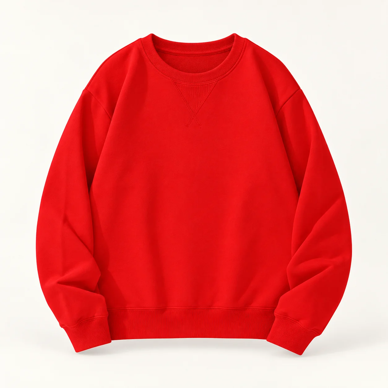 380 g/m² Compact-Spun Cotton Terry Crewneck — 028 Bright red — Style view