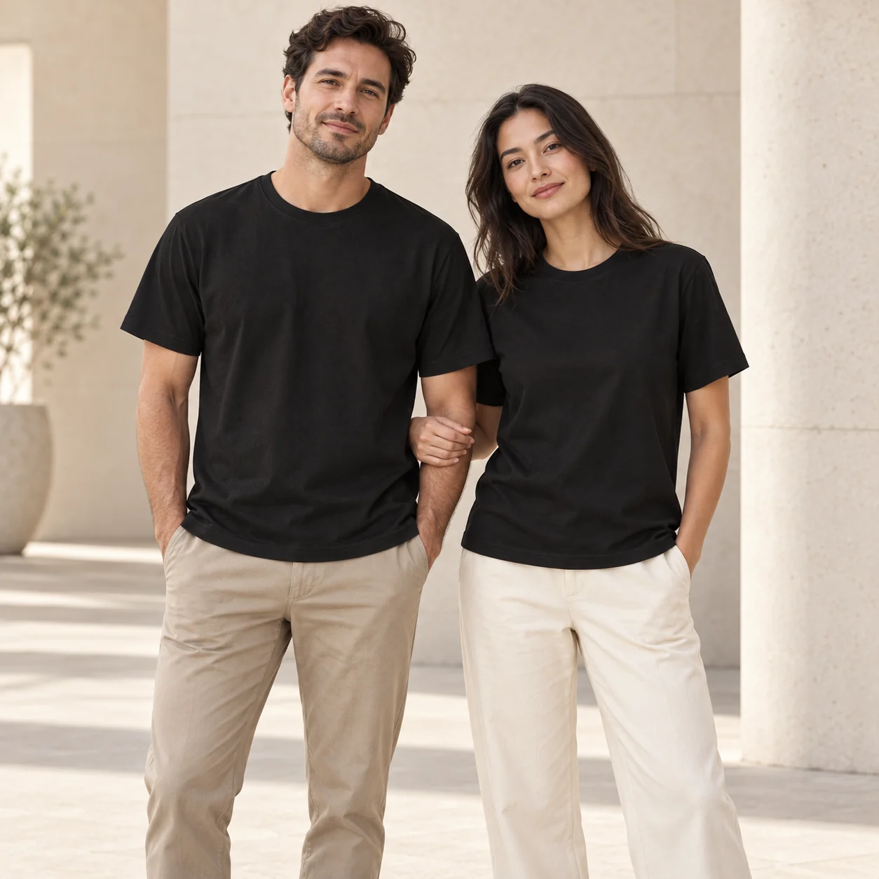 Sorona-Blend 220 g/m² Casual Tee · Men & women uniform scene