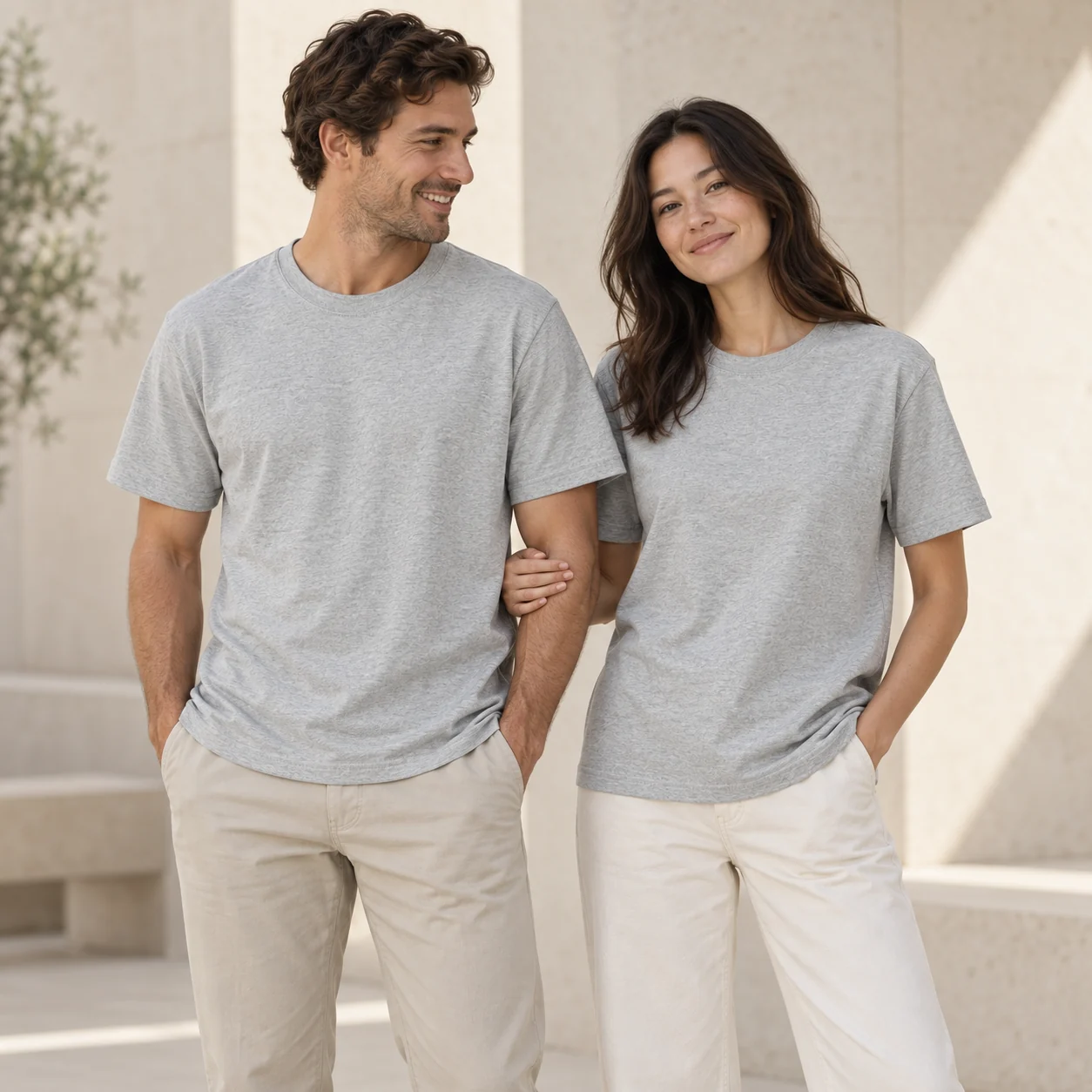 Compact-Spun 230 g/m² 100% Cotton Tee · Men & women uniform scene