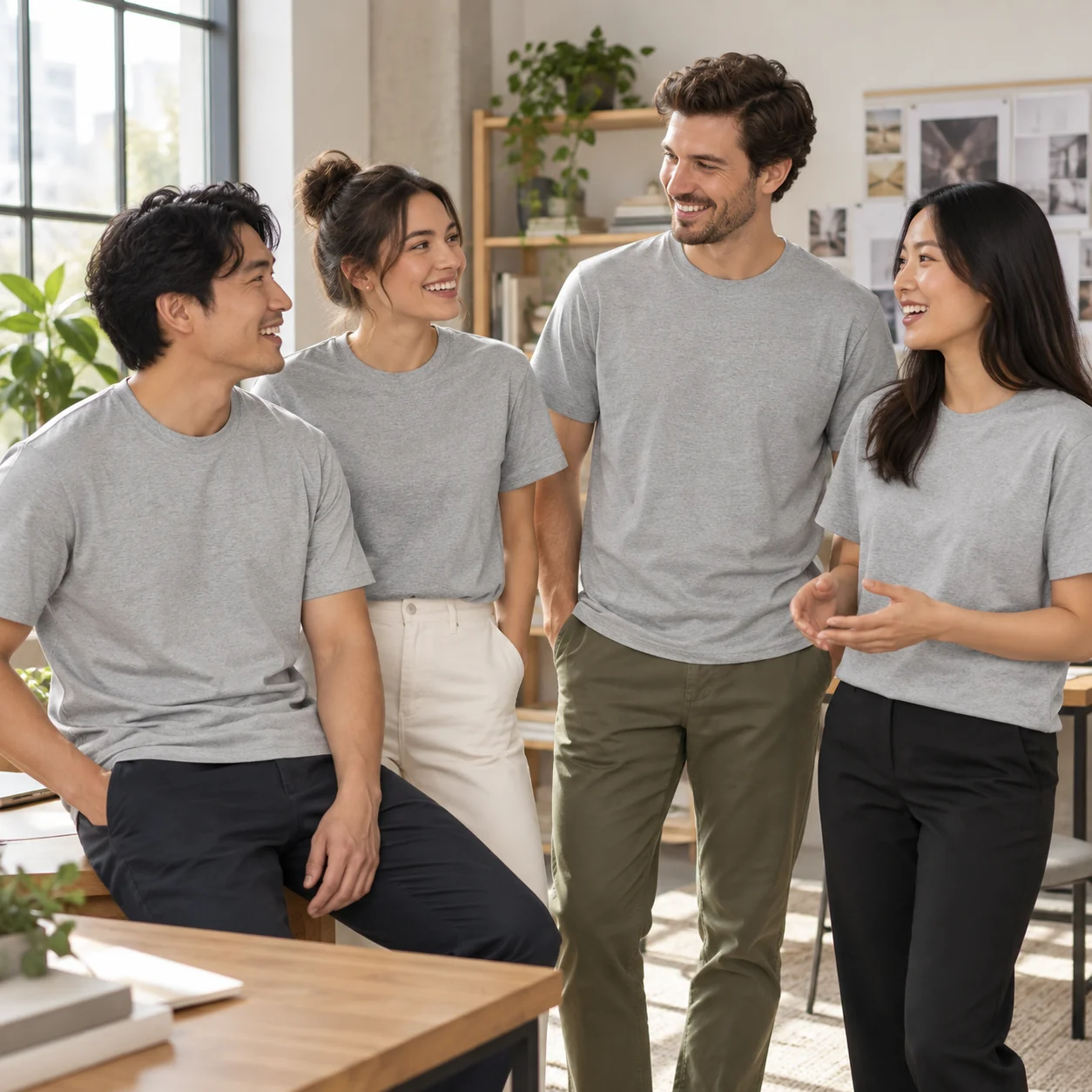 Compact-Spun 230 g/m² 100% Cotton Tee · Coordinated team scene