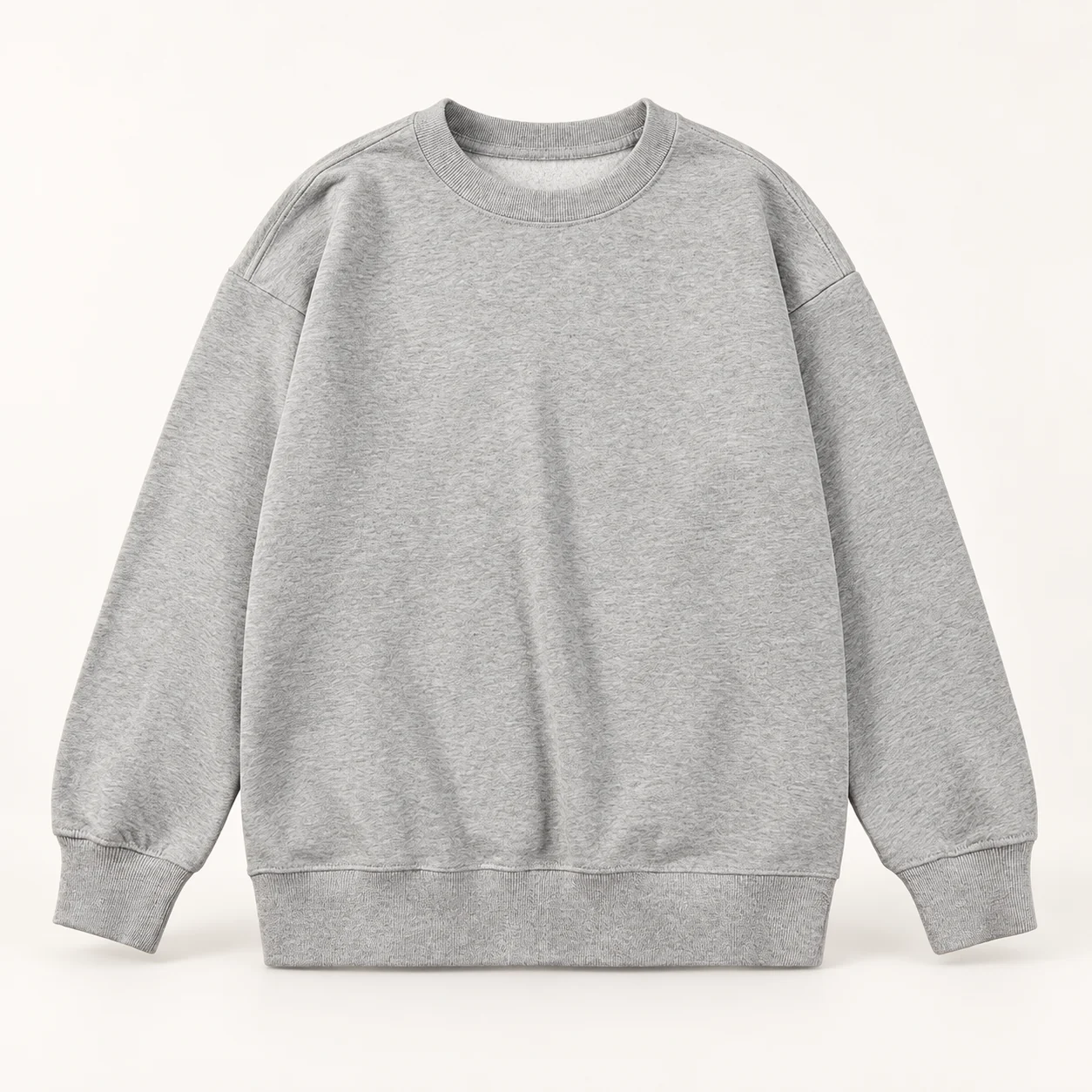 100% Cotton Terry-Loop Crewneck — 003 Heather gray — Style view