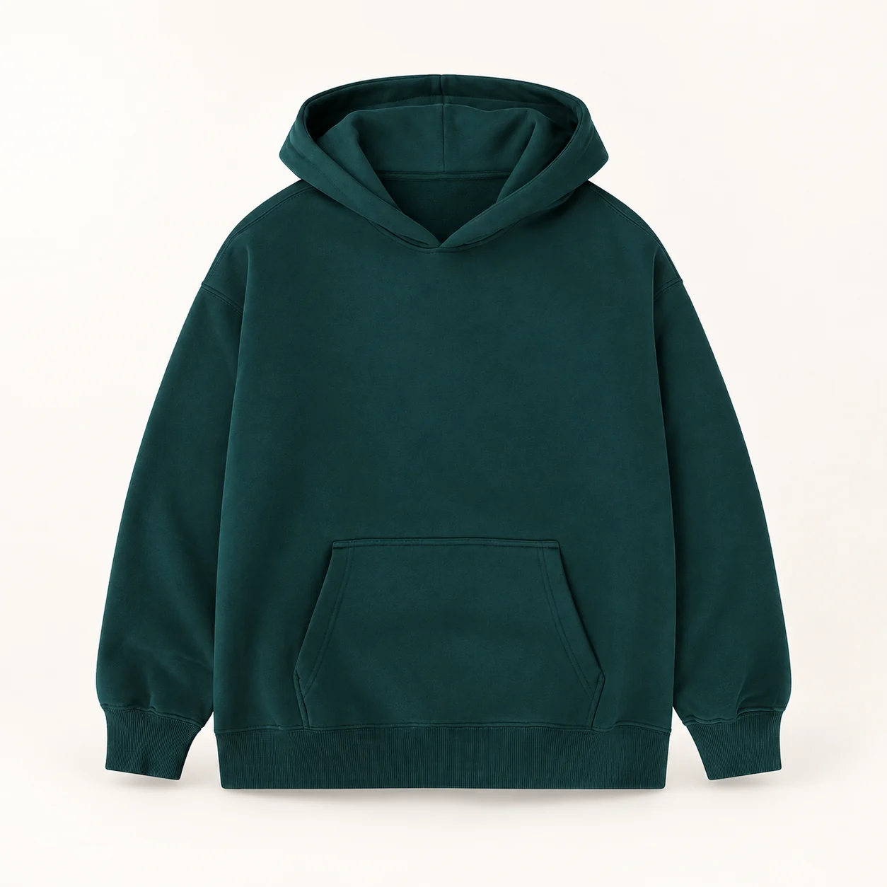 Washed Heavyweight Cotton-Blend Hoodie — 146 Dark green — Style view