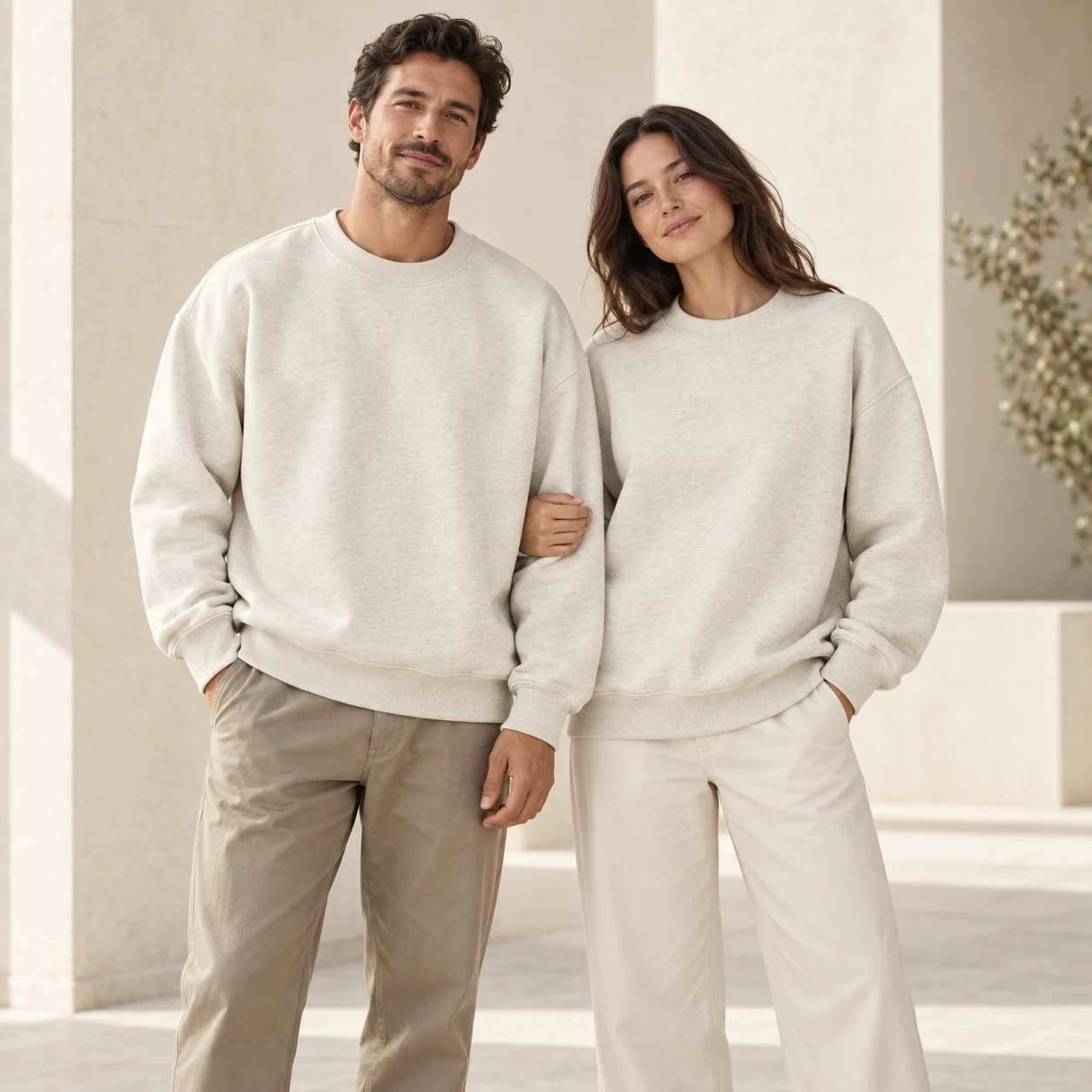 Washed Heavyweight Cotton-Poly Crew Sweatshirt · Men & women uniform scene