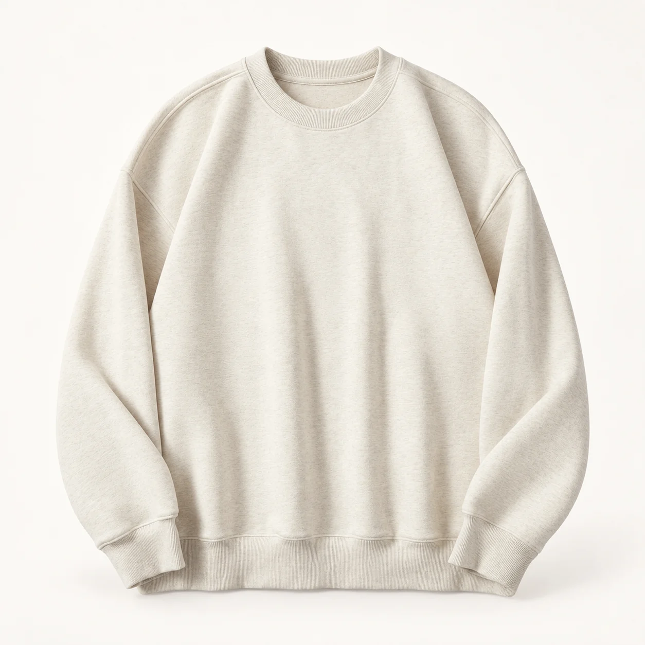 Washed Heavyweight Cotton-Poly Crew Sweatshirt — 198 Heather gray — Style view