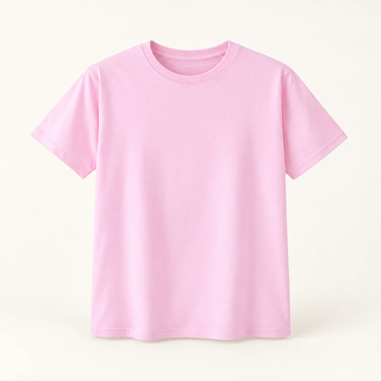 European-Fit Full-Cotton Crew-Neck T-Shirt — 006 Pink — Style view