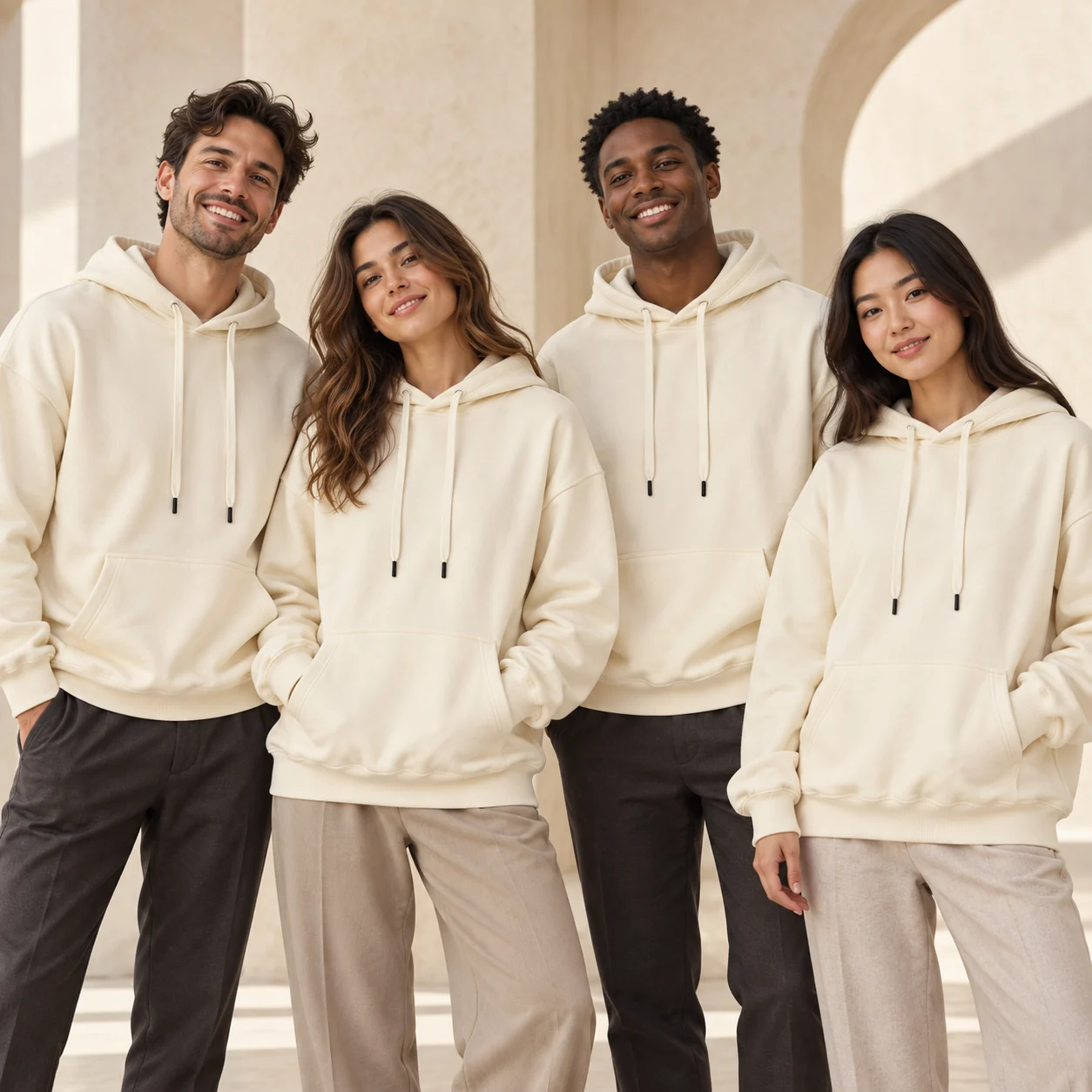 100% Cotton Terry Loop Hoodie · Coordinated team scene