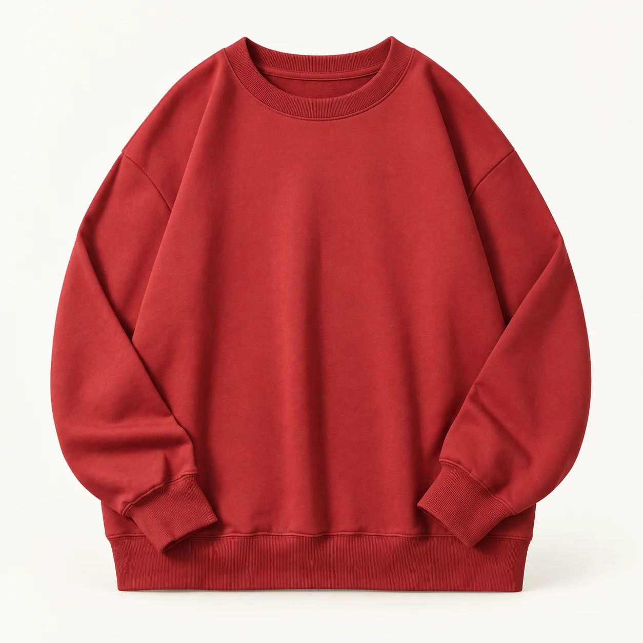 100% Cotton Terry Loop Crew Neck — 018 Burgundy — Style view