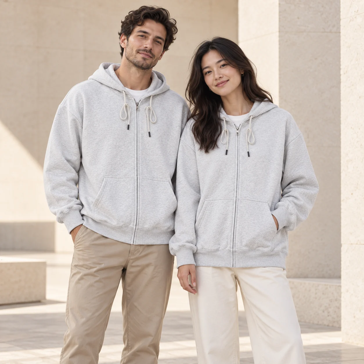 Cotton-Poly Blend Ultra-Soft Zip Hoodie · Men & women uniform scene