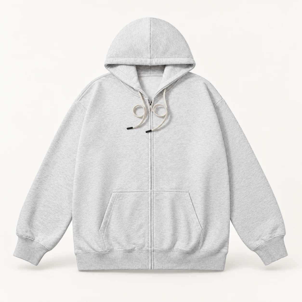 Cotton-Poly Blend Ultra-Soft Zip Hoodie — 047 Gray — Style view