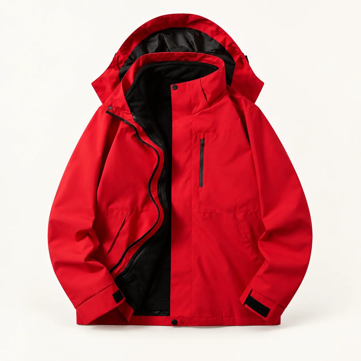Fleece-Lined 3-in-1 Shell Jacket — Bright red — Style view