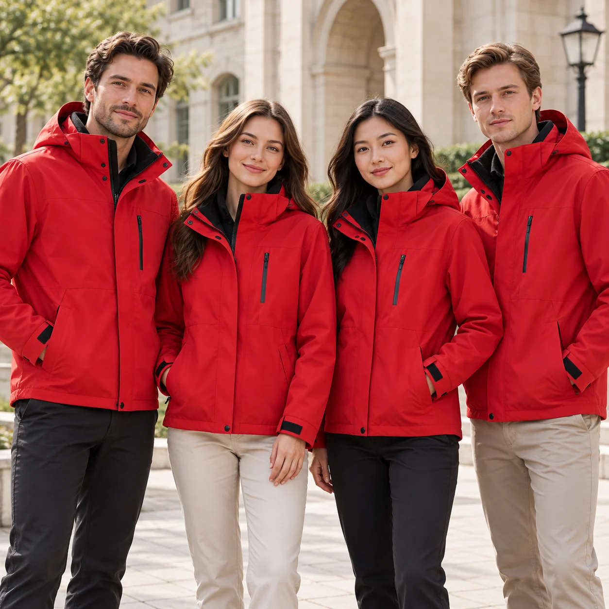 Fleece-Lined 3-in-1 Shell Jacket · Coordinated team scene