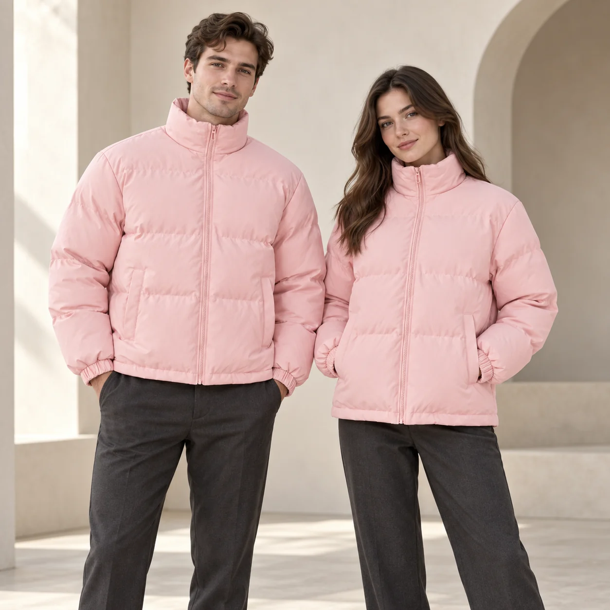Seven-Color Polyester Padded Jacket · Men & women uniform scene