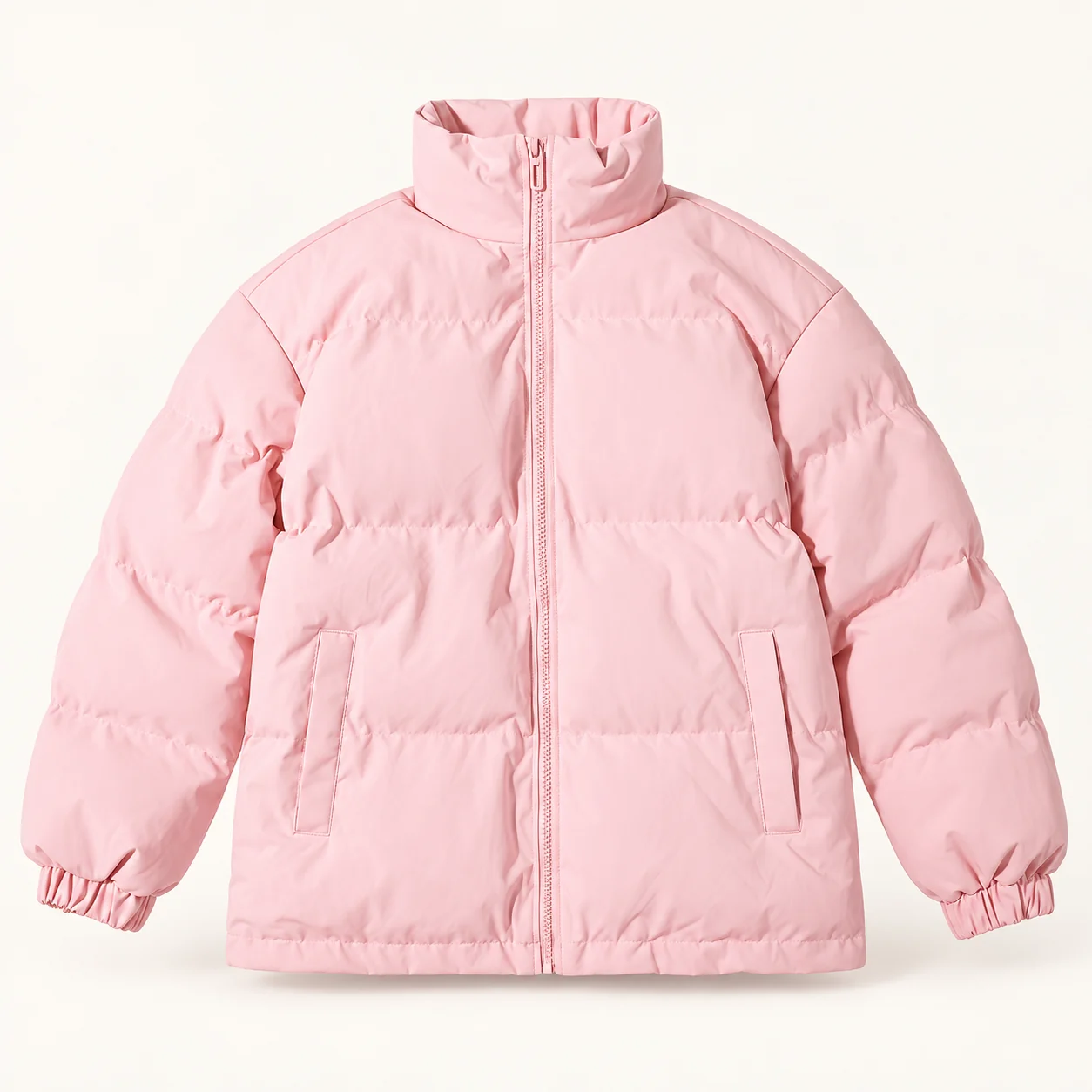 Seven-Color Polyester Padded Jacket — Pink — Style view