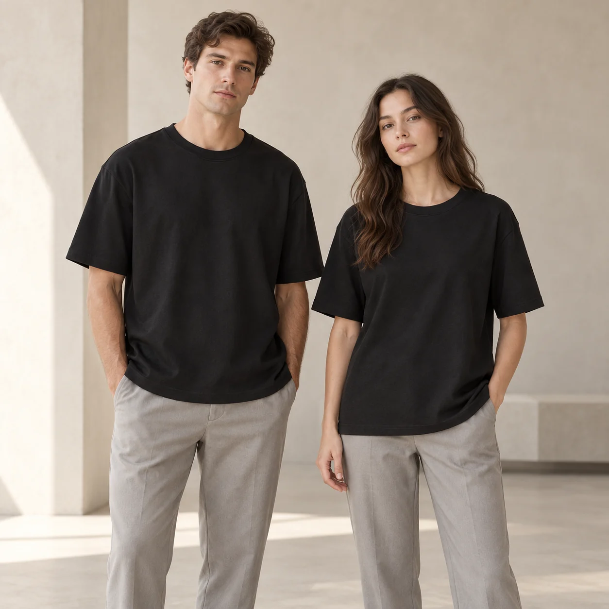 Honeycomb Quick-Dry Cotton-Poly Tee · Men & women uniform scene