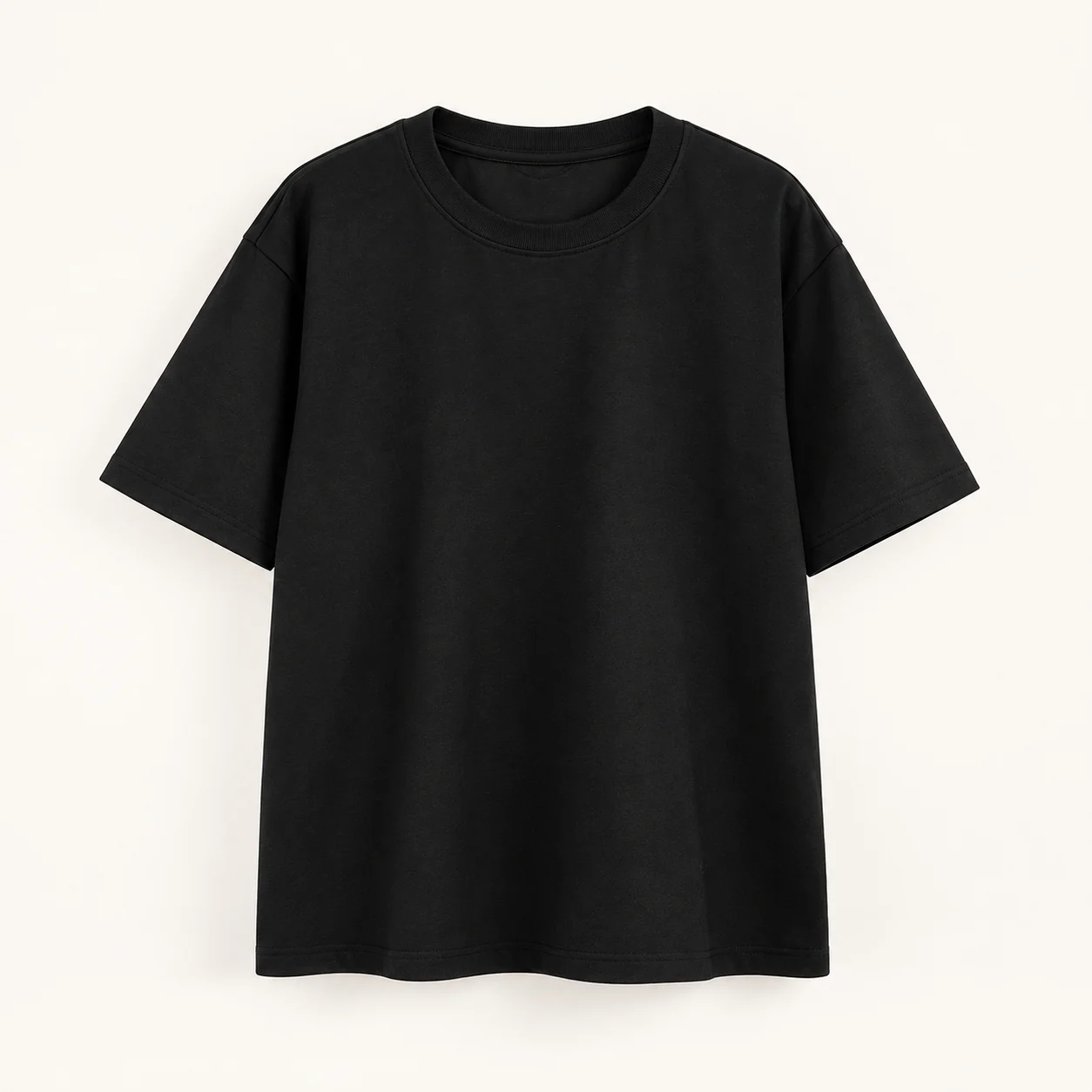 Honeycomb Quick-Dry Cotton-Poly Tee — Black — Style view