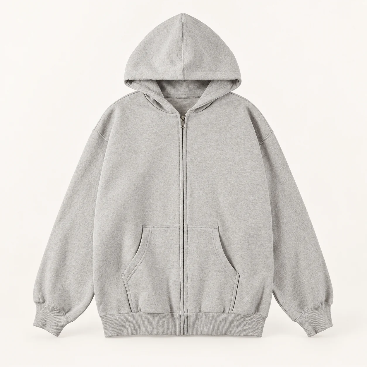 450 g/m² Full-Zip Cotton Sweatshirt — 003 Heather gray — Style view