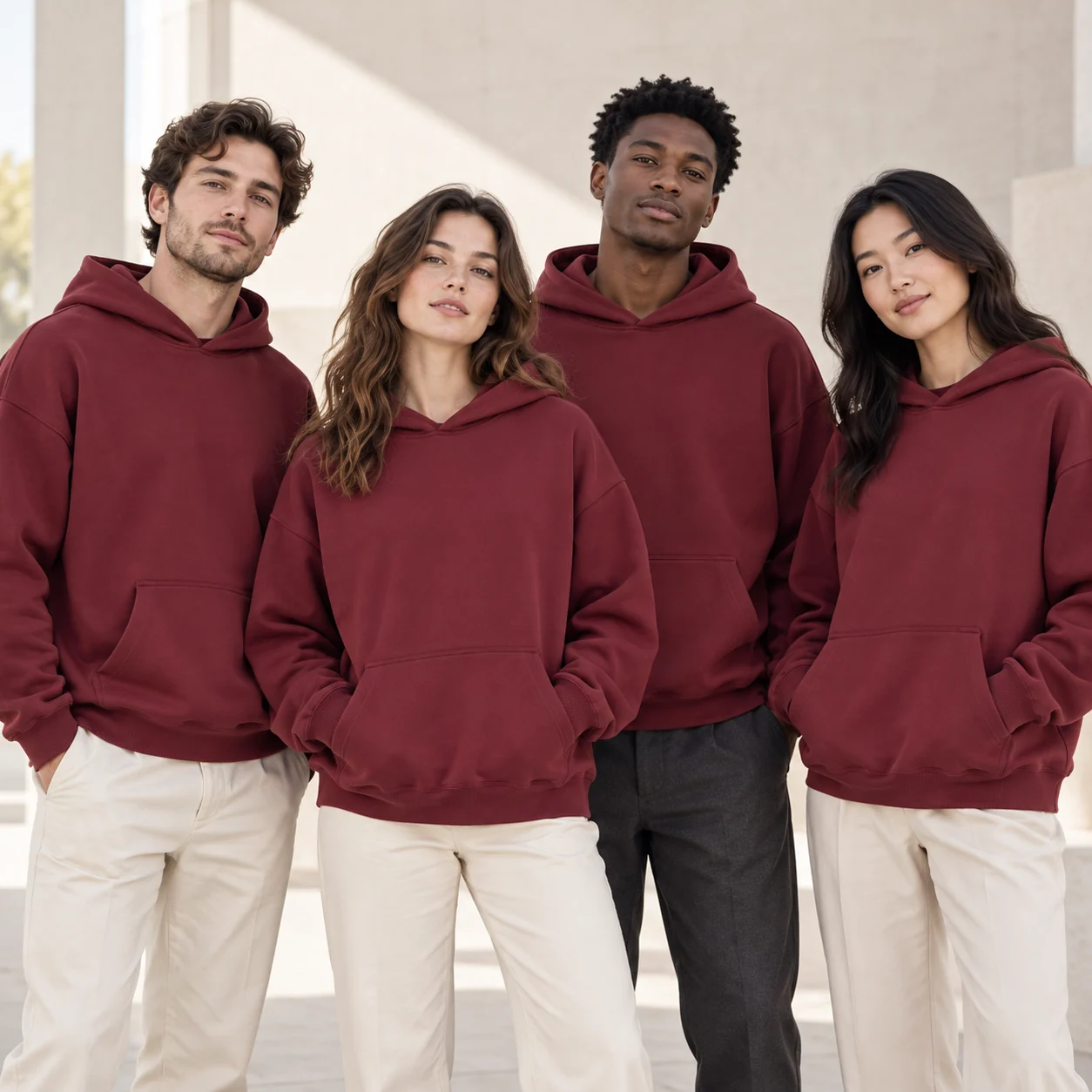 450 g/m² 100% Cotton Pullover Hoodie · Coordinated team scene