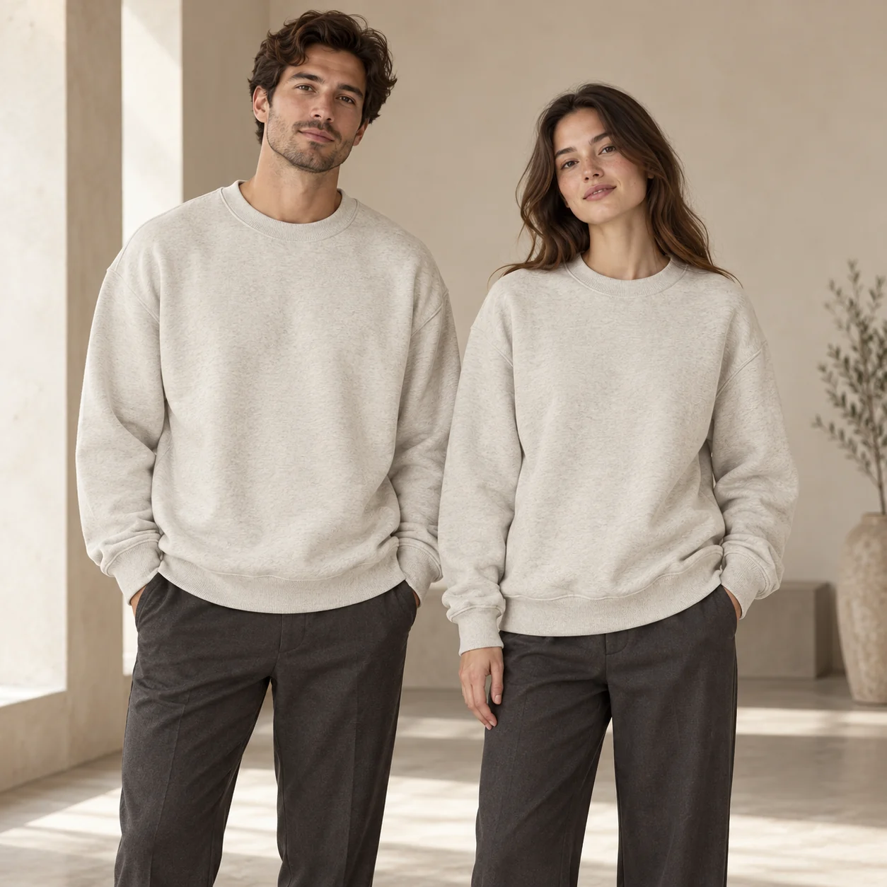 Heavyweight Cotton Relaxed Crewneck Sweatshirt · Men & women uniform scene