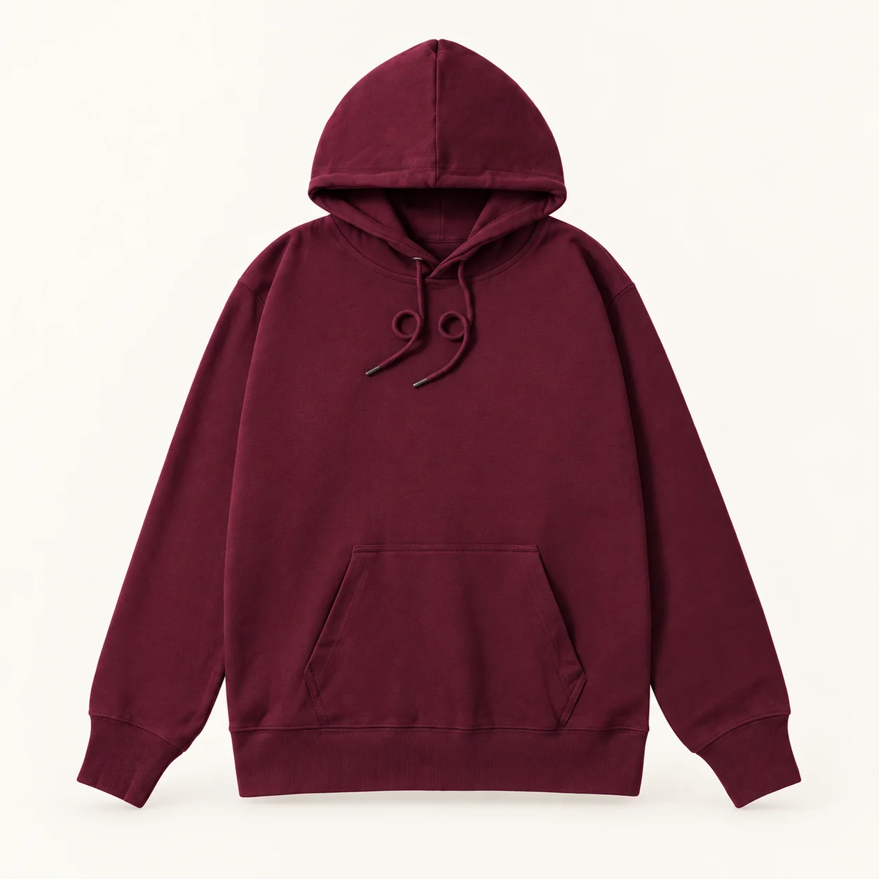 Cotton-Poly Pullover Hoodie — 018 Burgundy — Style view