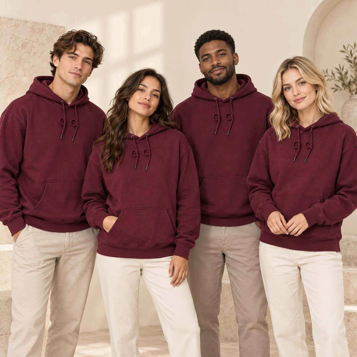 Cotton-Poly Pullover Hoodie · Coordinated team scene
