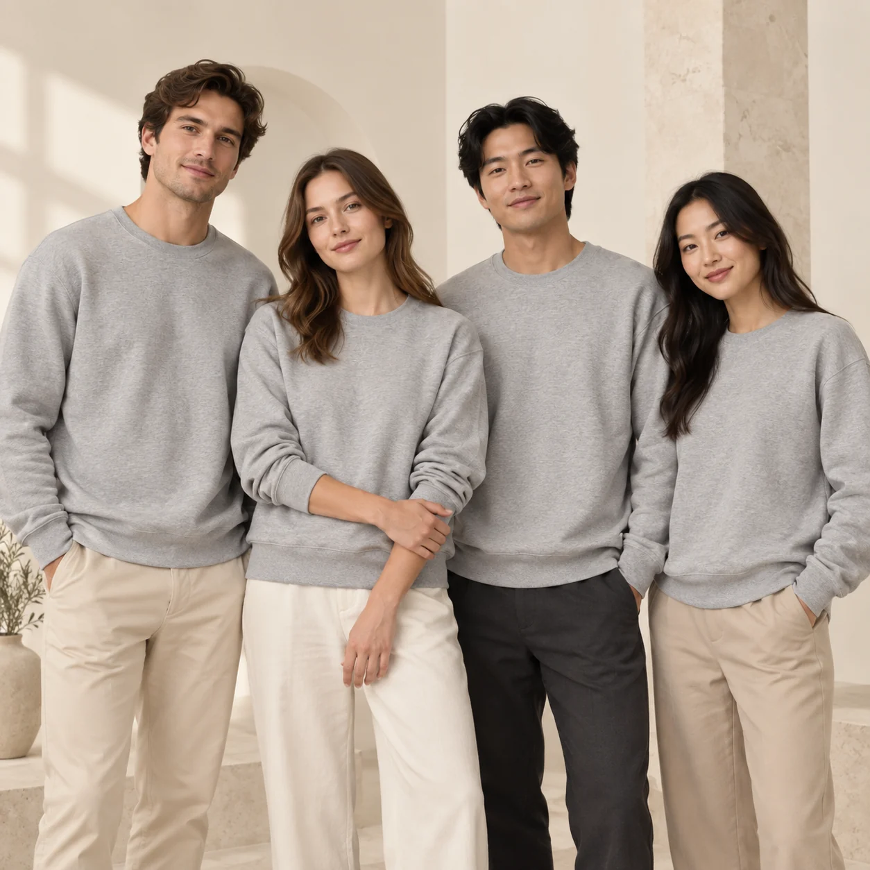 Cotton-Poly Crew-Neck Sweatshirt · Coordinated team scene