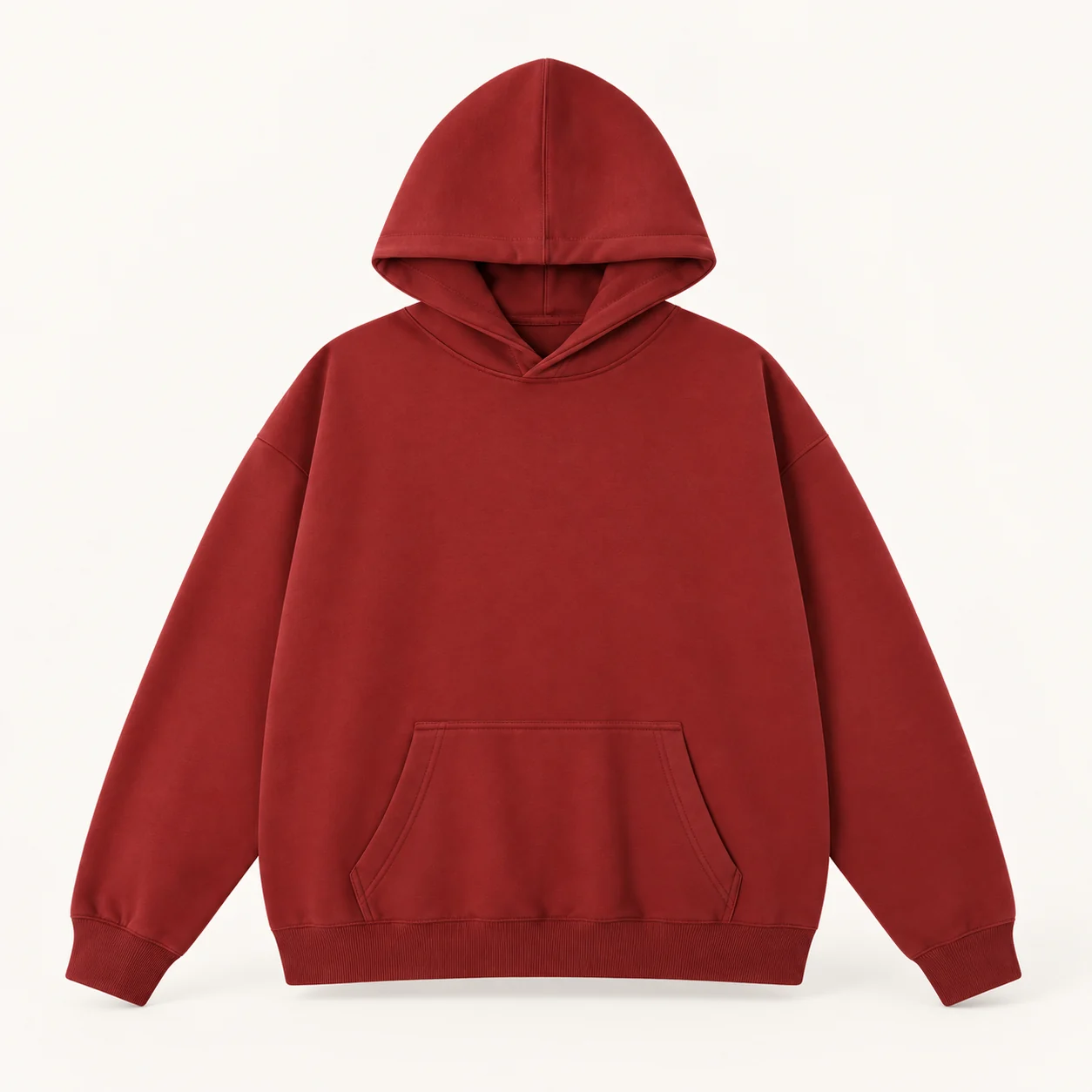 Heavyweight Composite Hoodie — Burgundy — Style view