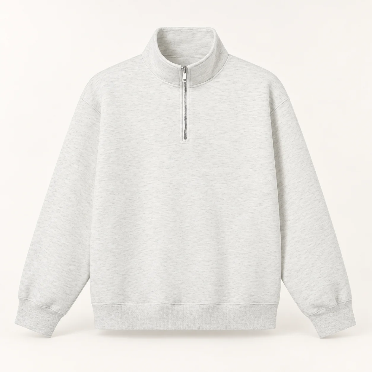 Heavyweight Bonded Half-Zip Sweatshirt — Heather gray — Style view