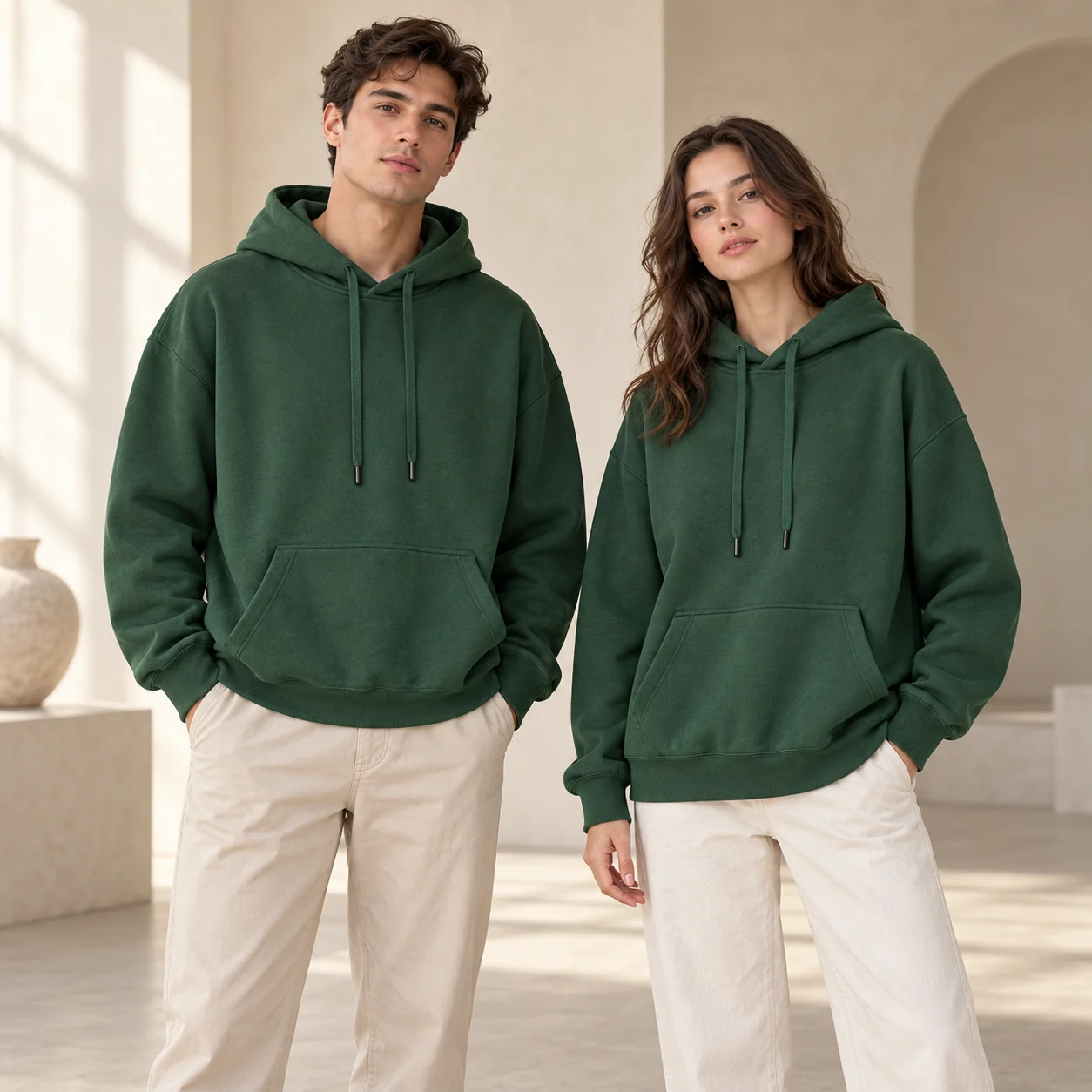 Oversized Super-Soft Cotton Blend Hoodie · Men & women uniform scene