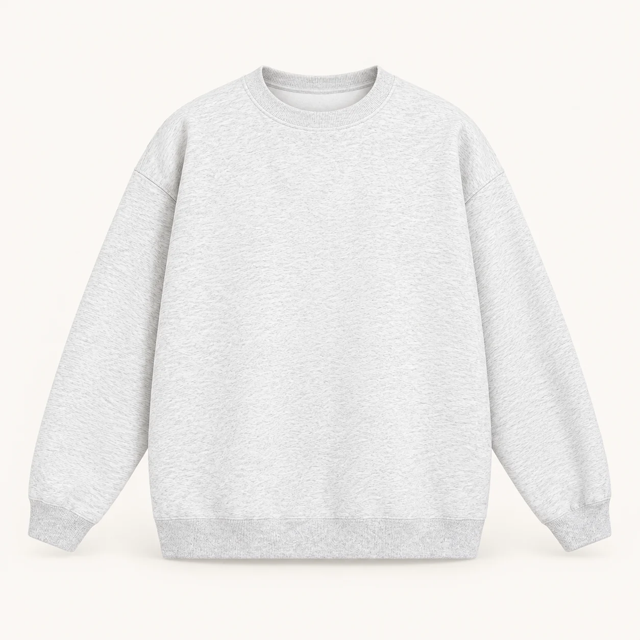 Terry Loop Drop-Shoulder Crew Sweatshirt — 401 Heather gray — Style view
