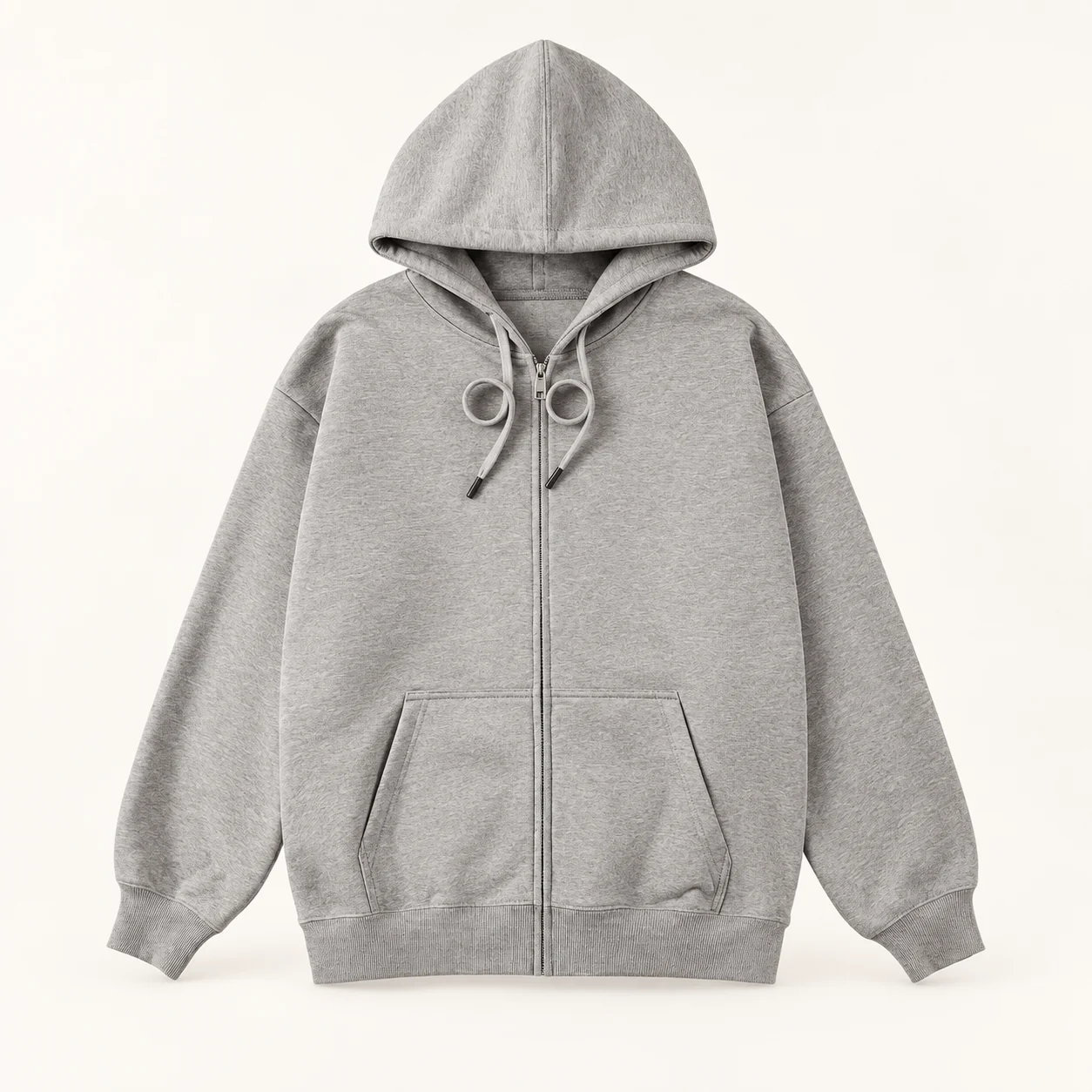 CVC Terry Oversized Zip-Up Hoodie — 003 Heather gray — Style view