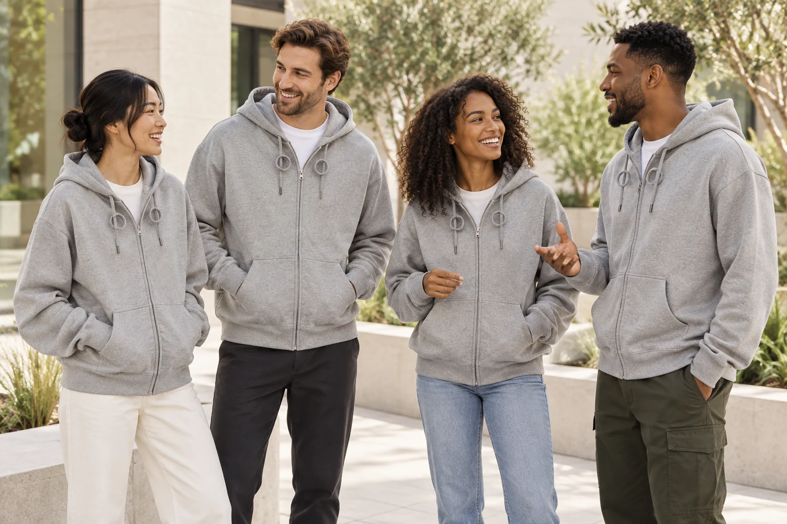CVC Terry Oversized Zip-Up Hoodie · Coordinated team scene