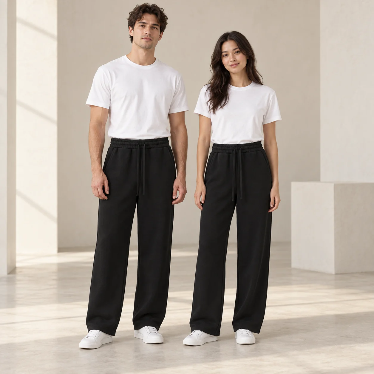 Double-Face Cotton-Poly Heavyweight Sweatpants · Men & women uniform scene