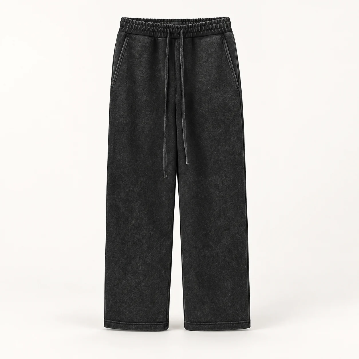 Snowflake-Finish Double-Faced Sweatpants — 074 Black — Style view