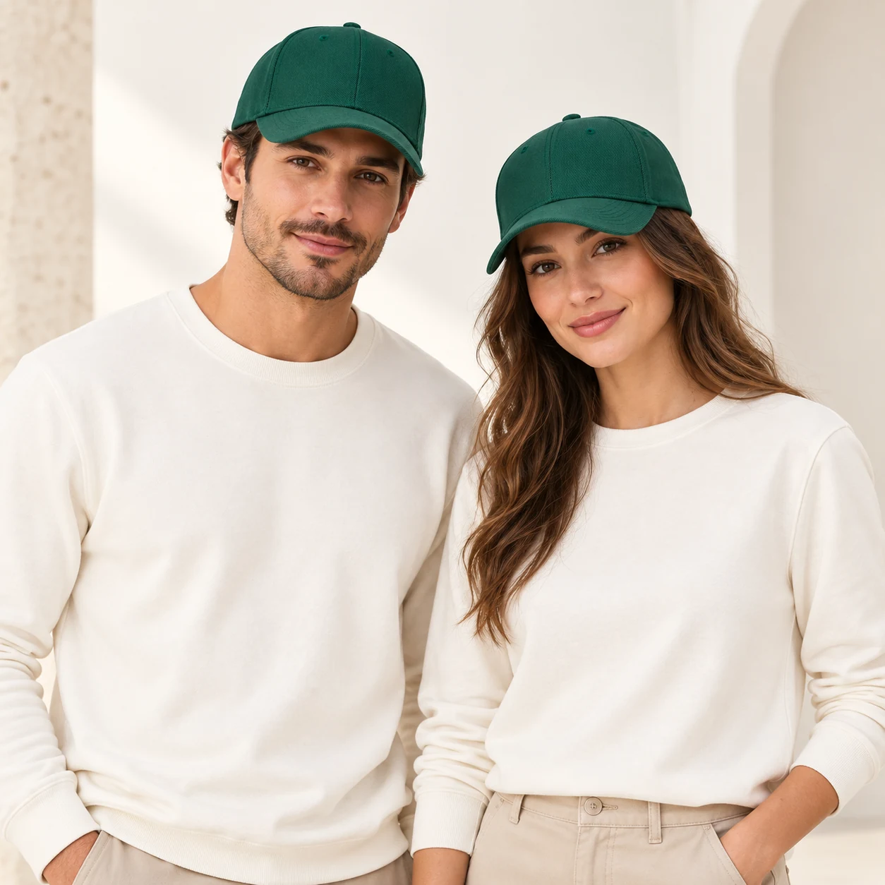 Brushed Acrylic 6-Panel Cap with Velcro Back · Men & women uniform scene