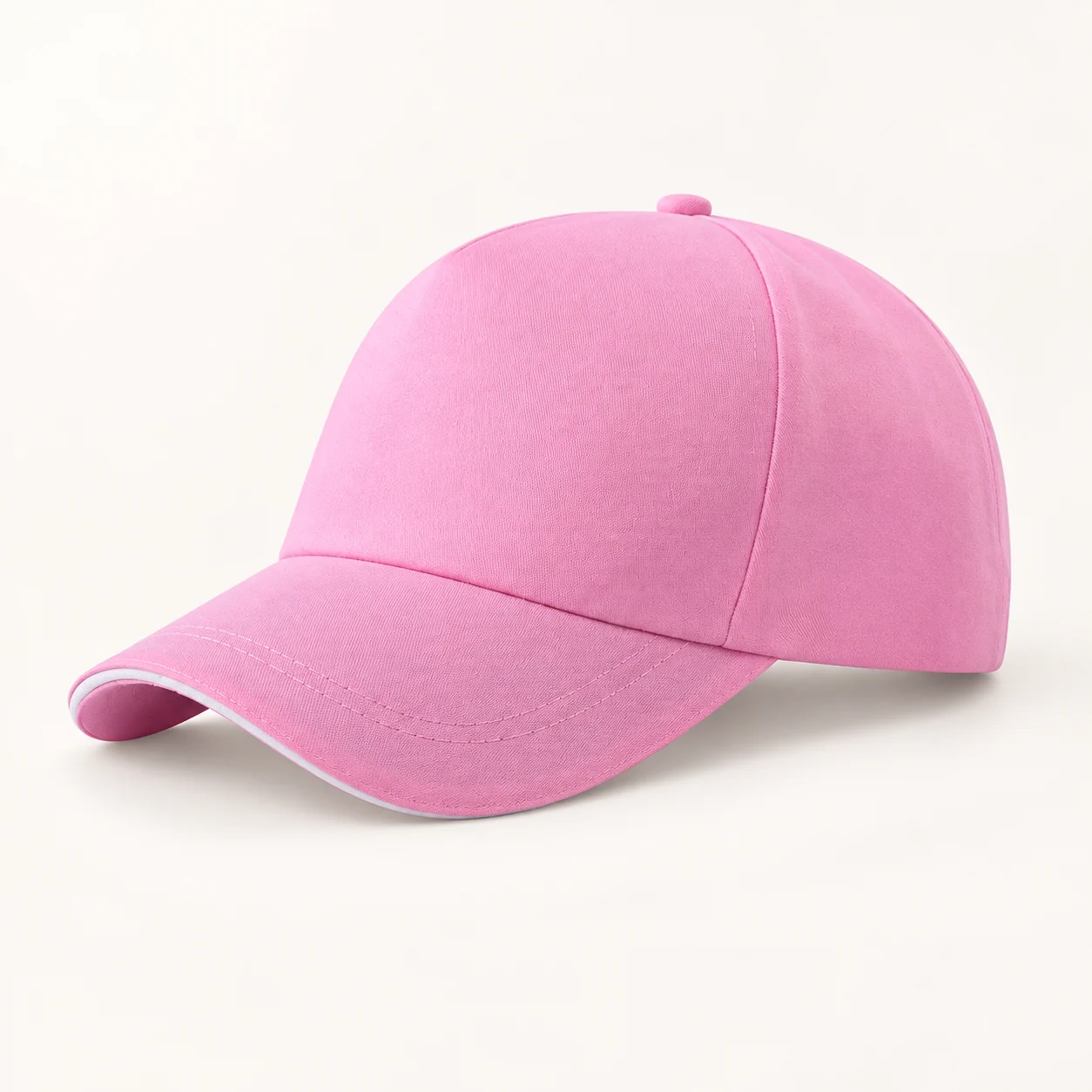 Cotton-Poly Drill-Weave Sandwich Brim Promo Cap — Pink — Style view