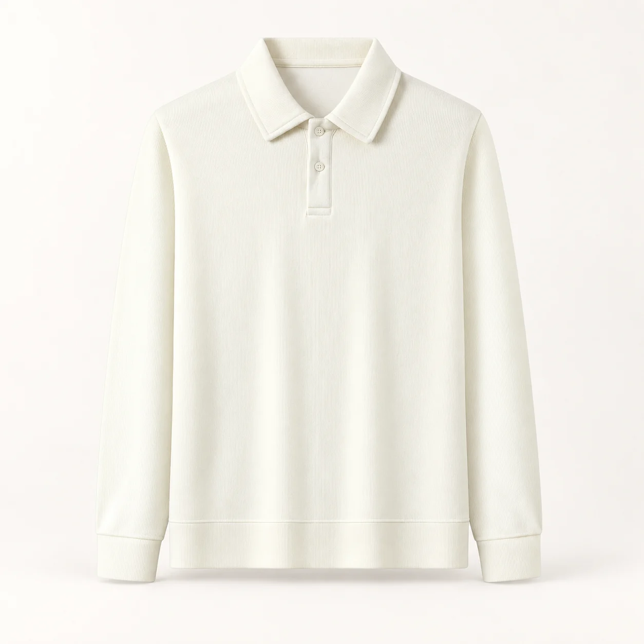 320 g/m² Cotton Polo-Collar Sweatshirt — Off-white — Style view