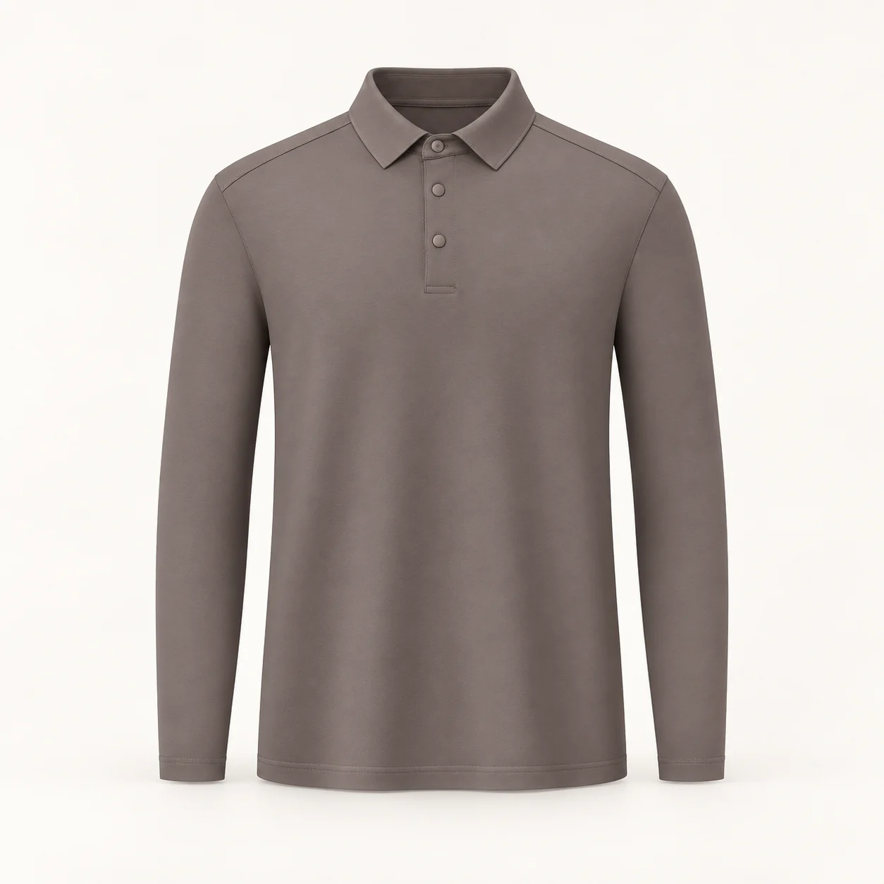 Disang Nylon-Spandex Quick-Dry Long-Sleeve Polo — Brown — Style view