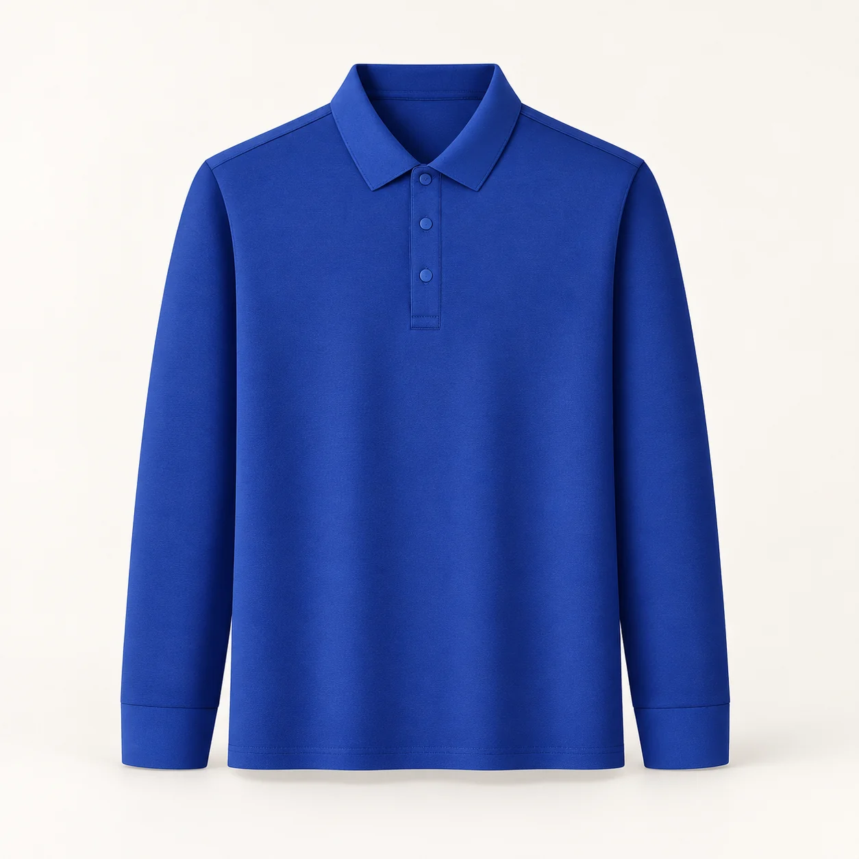 Ice-Ion Treated Pure Cotton Long Sleeve Polo — Royal blue — Style view