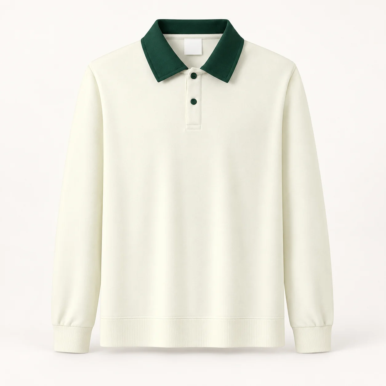 Pure Cotton Contrast-Collar Sweatshirt — Off-white — Style view