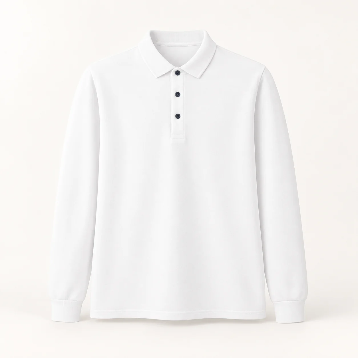 Nylon-Spandex Piqué Moisture-Wicking Long-Sleeve Polo — White — Style view