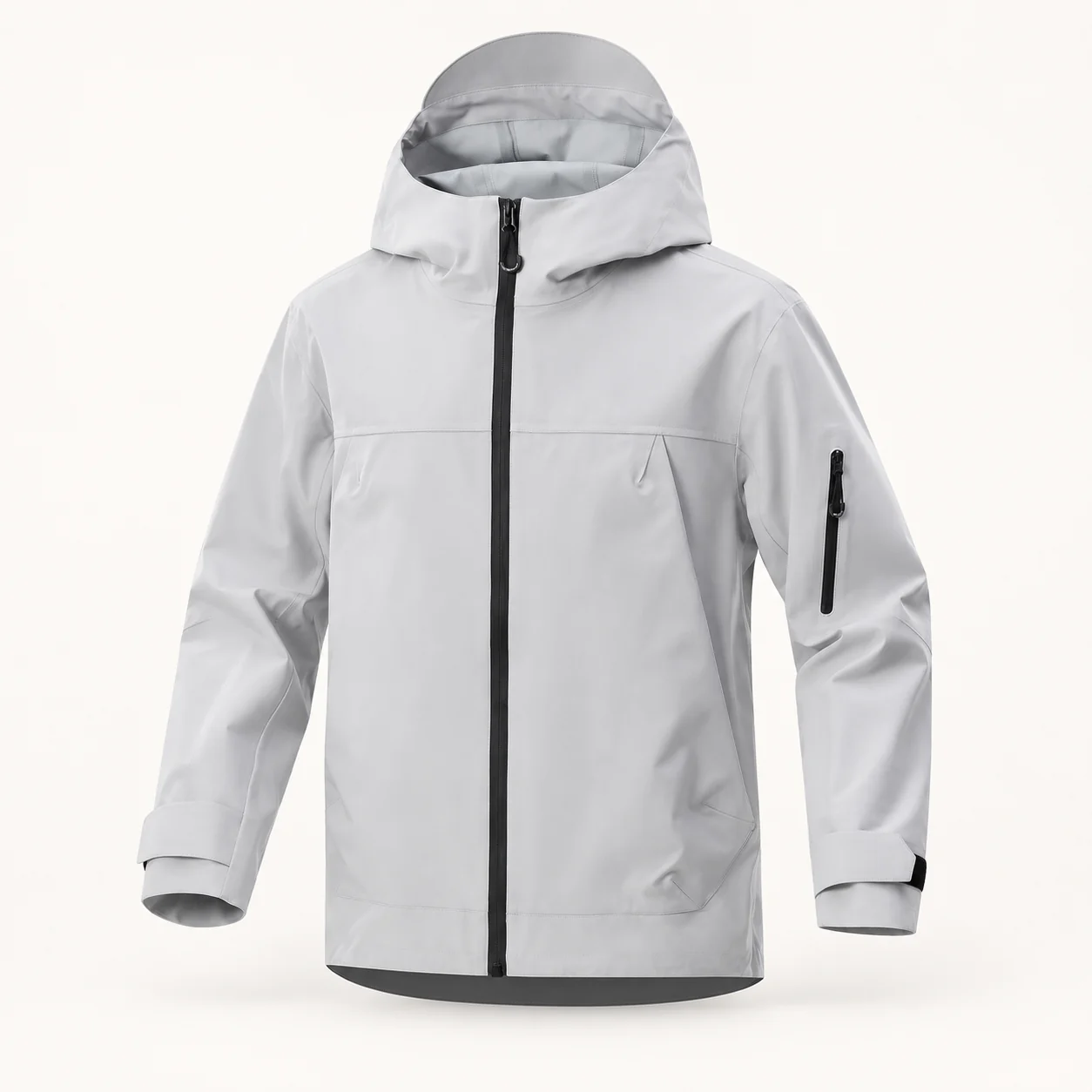 T8 Grid 3-Layer Seam-Sealed Hard Shell Jacket — Light cloud gray — Style view