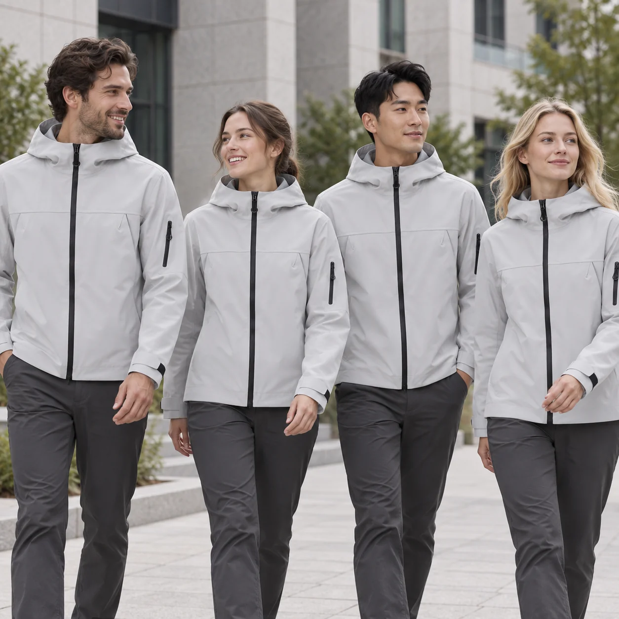 T8 Grid 3-Layer Seam-Sealed Hard Shell Jacket · Coordinated team scene